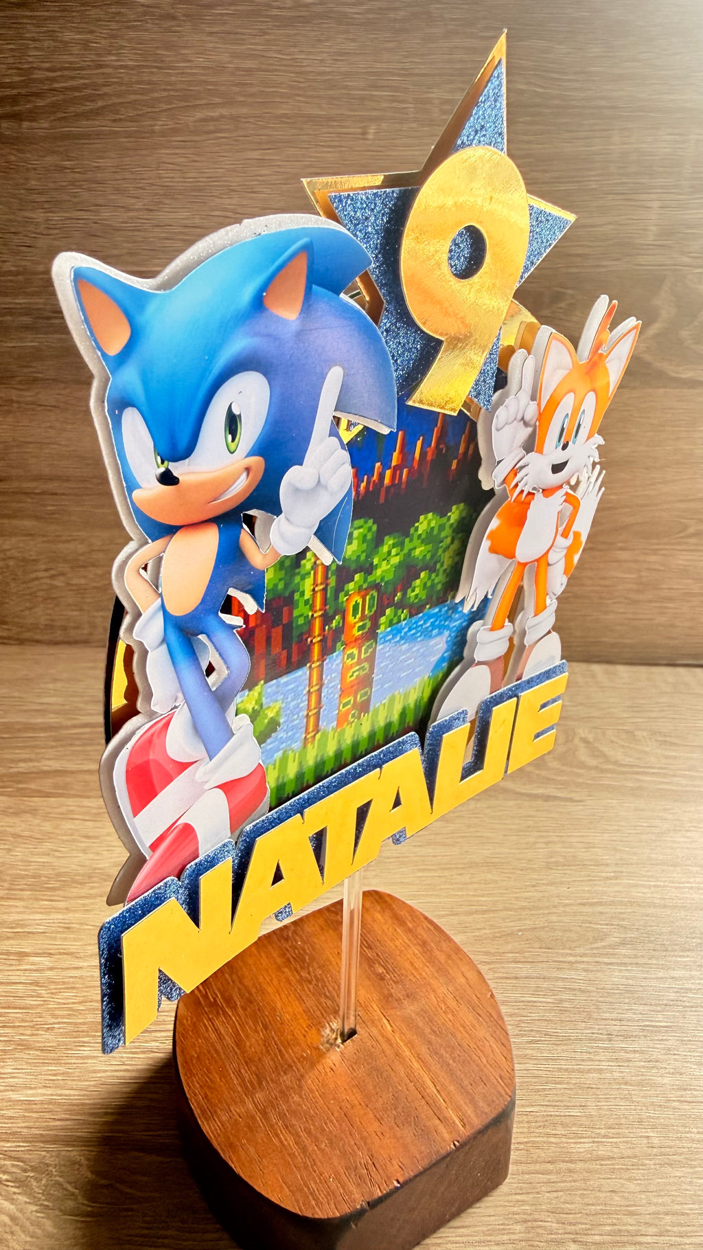 Sonic the Hedgehog Cake Topper | Custom Name & Age Birthday Decoration