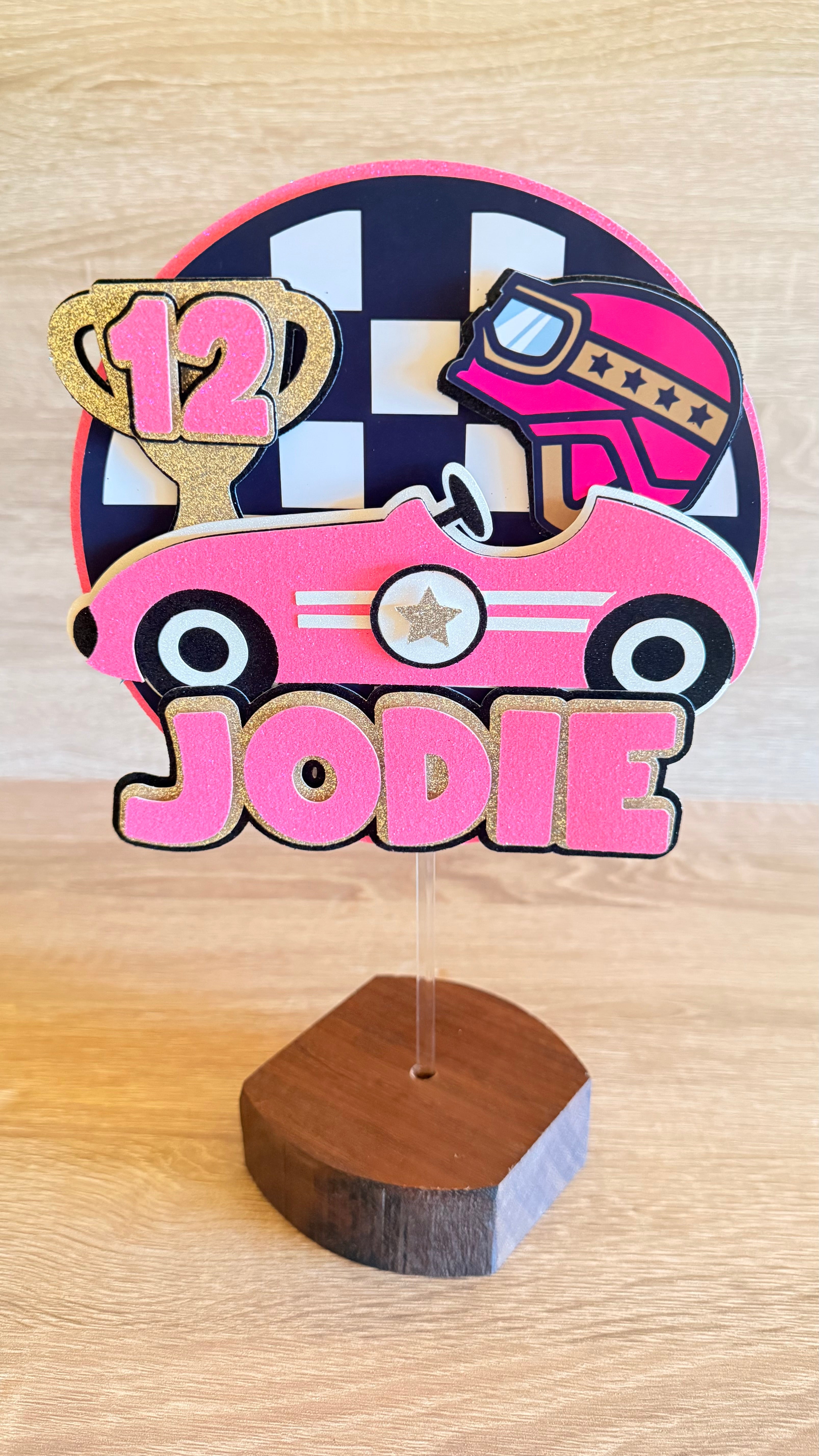 Classic Car Cake Topper | Personalised Name & Age Birthday Decoration