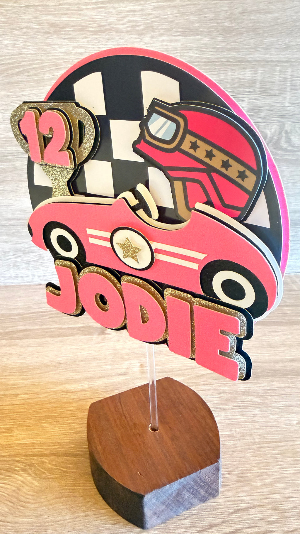 Classic Car Cake Topper | Personalised Name & Age Birthday Decoration