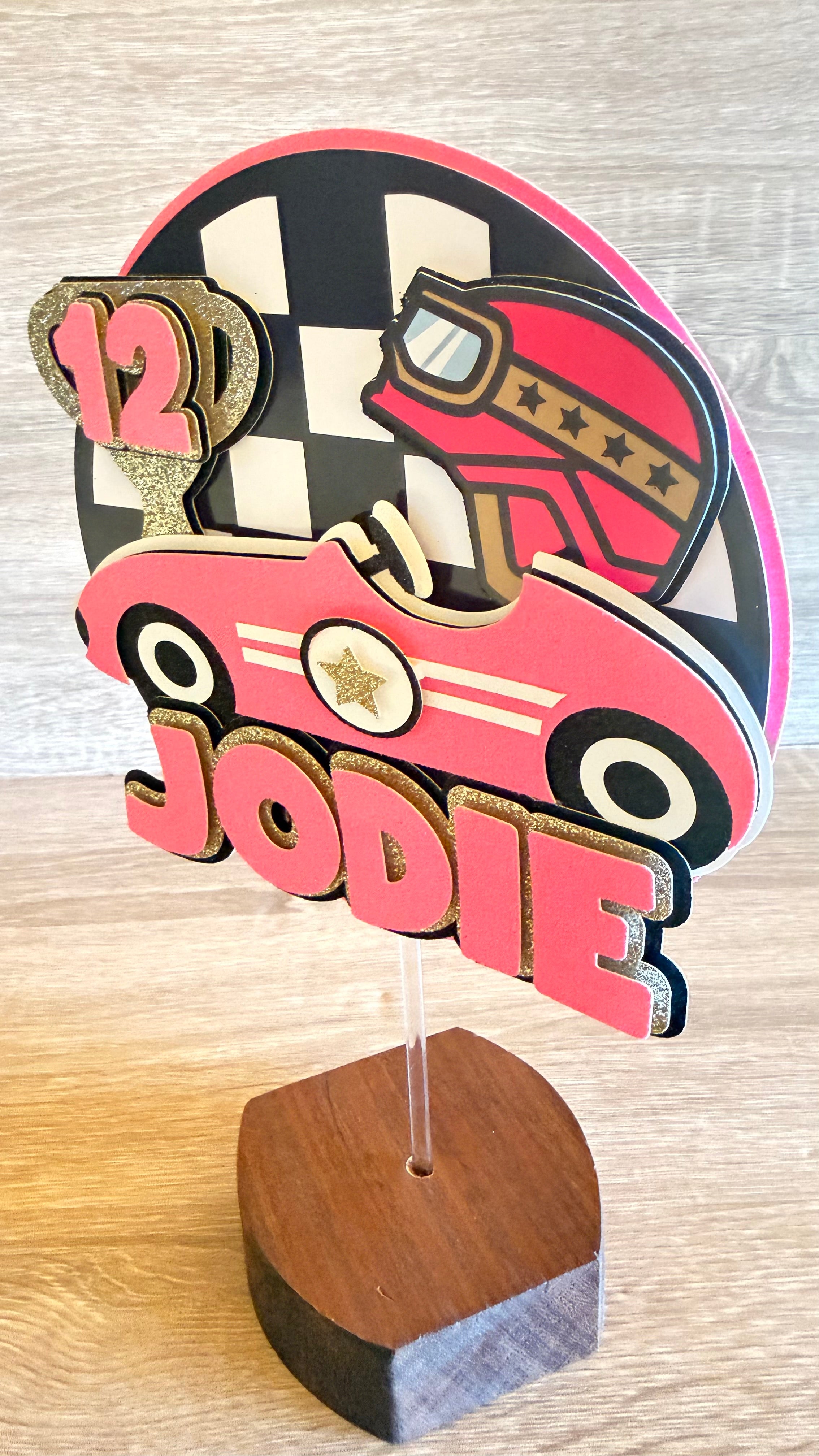 Classic Car Cake Topper | Personalised Name & Age Birthday Decoration
