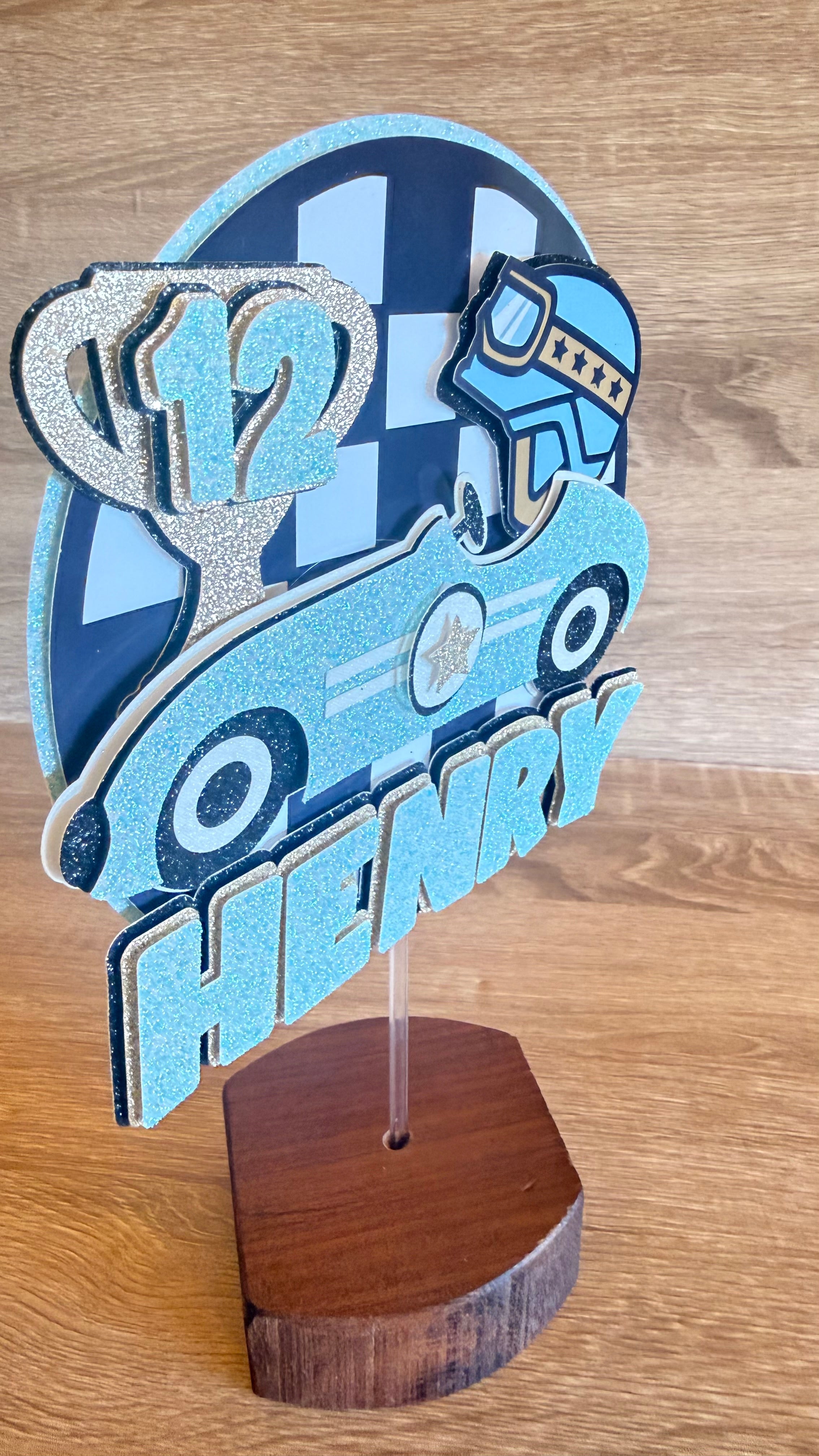 Classic Car Cake Topper | Personalised Name & Age Birthday Decoration