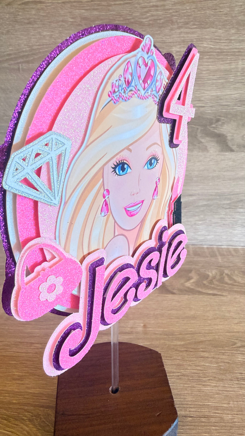 Barbie Inspired Cake Topper – Personalised Name & Age Birthday Decoration