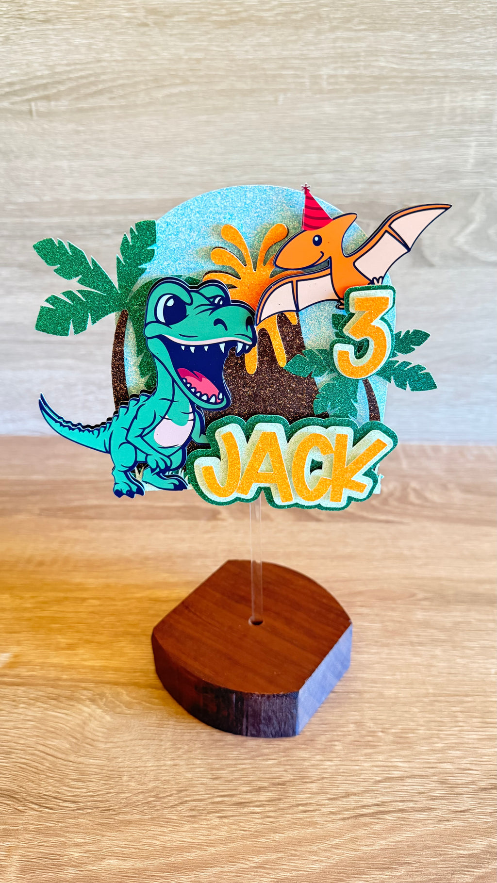 Dinosaur Personalised Cake Topper | Custom Name & Age