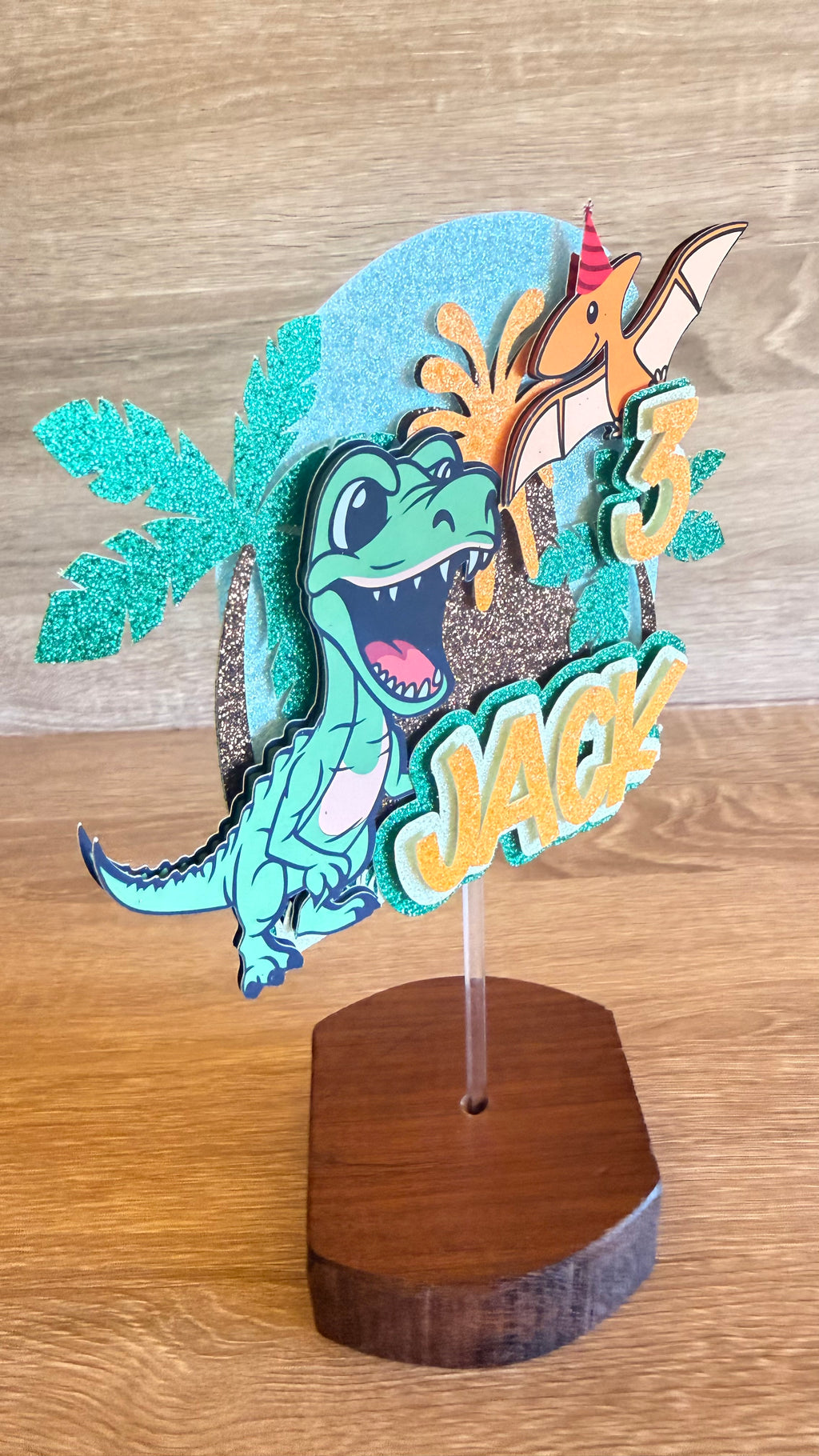 Dinosaur Personalised Cake Topper | Custom Name & Age