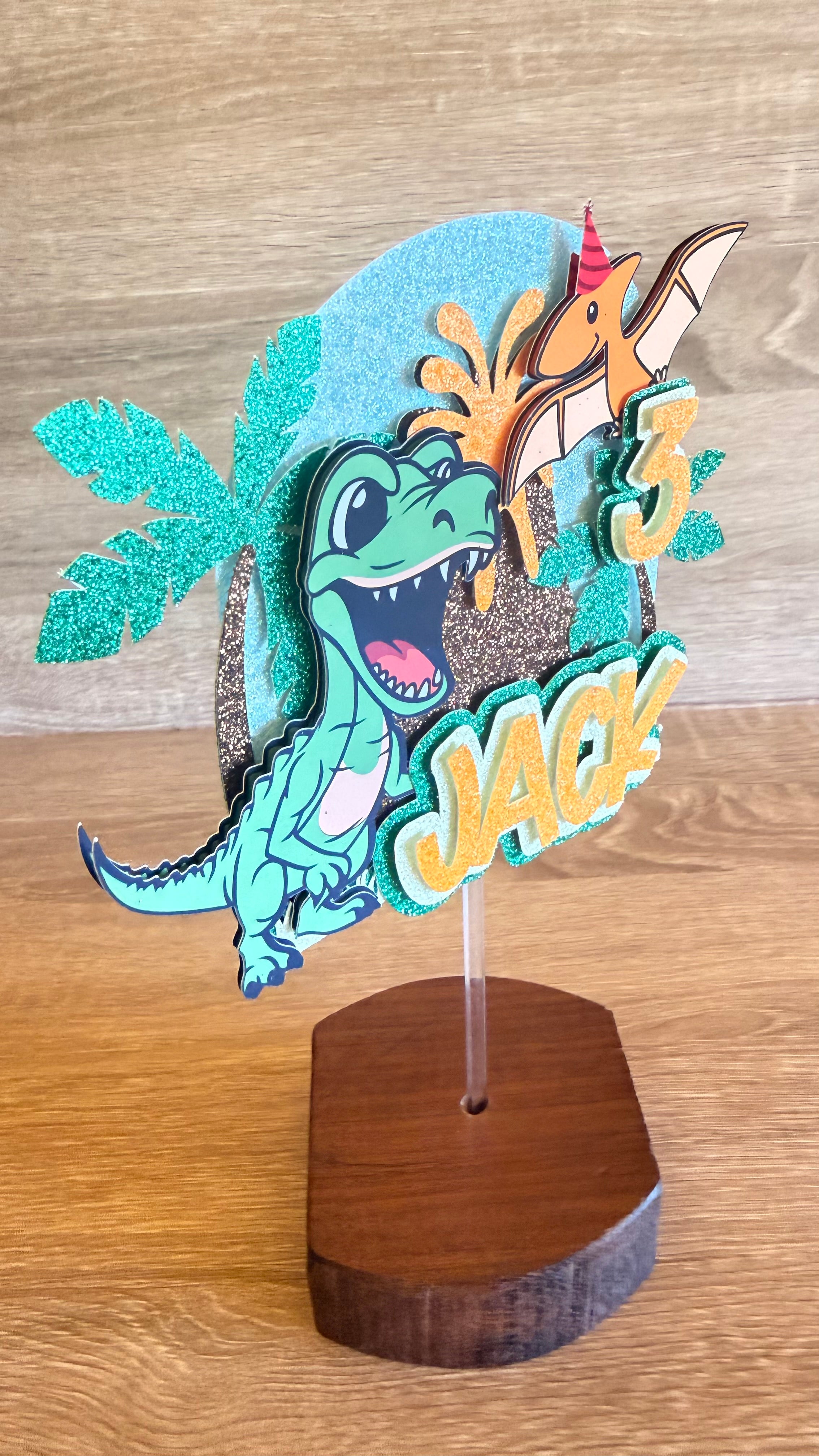 Dinosaur Personalised Cake Topper | Custom Name & Age