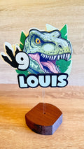 Dinosaur Birthday Cake Topper – Personalised Name & Age Decoration