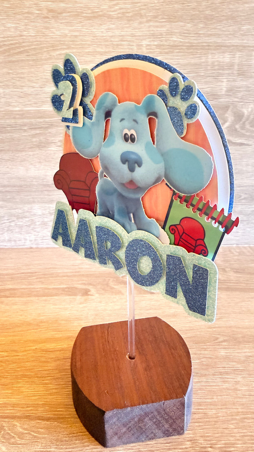Blue's Clues Birthday Cake Topper – Personalised Name & Age Decoration