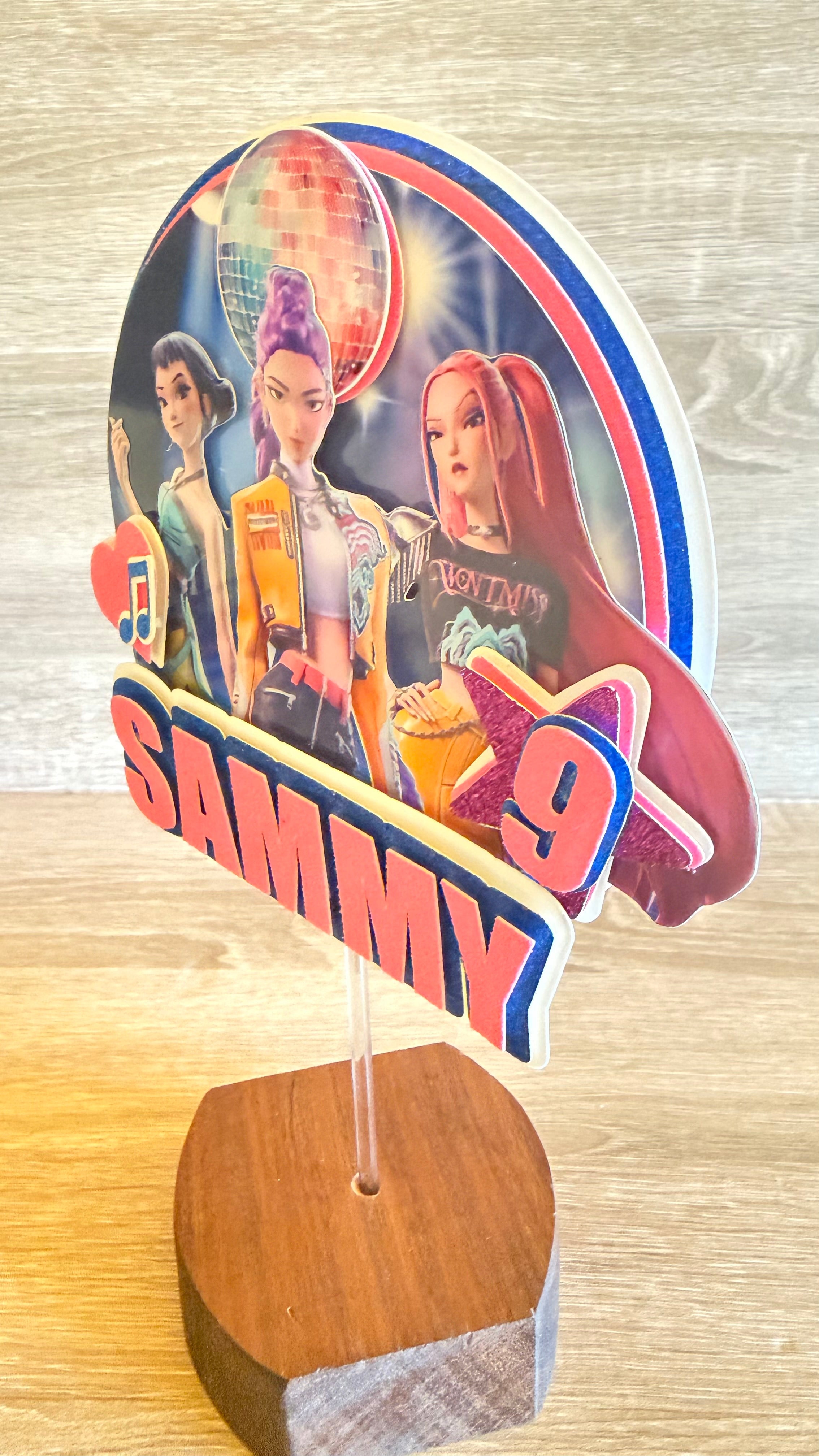 K-Pop Demon Hunters Inspired Cake Topper | Personalised Name & Age Birthday Decoration