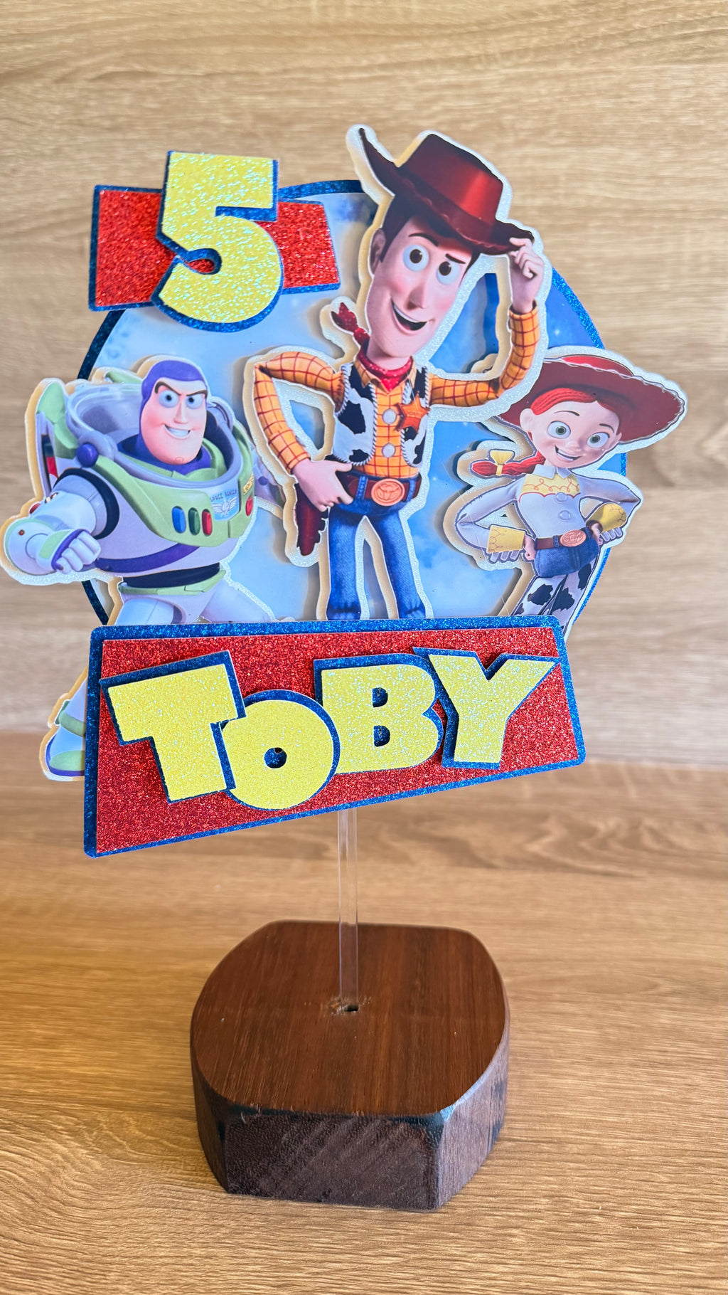 Toy Story 5 Birthday Cake Topper – Personalised Name & Age Decoration