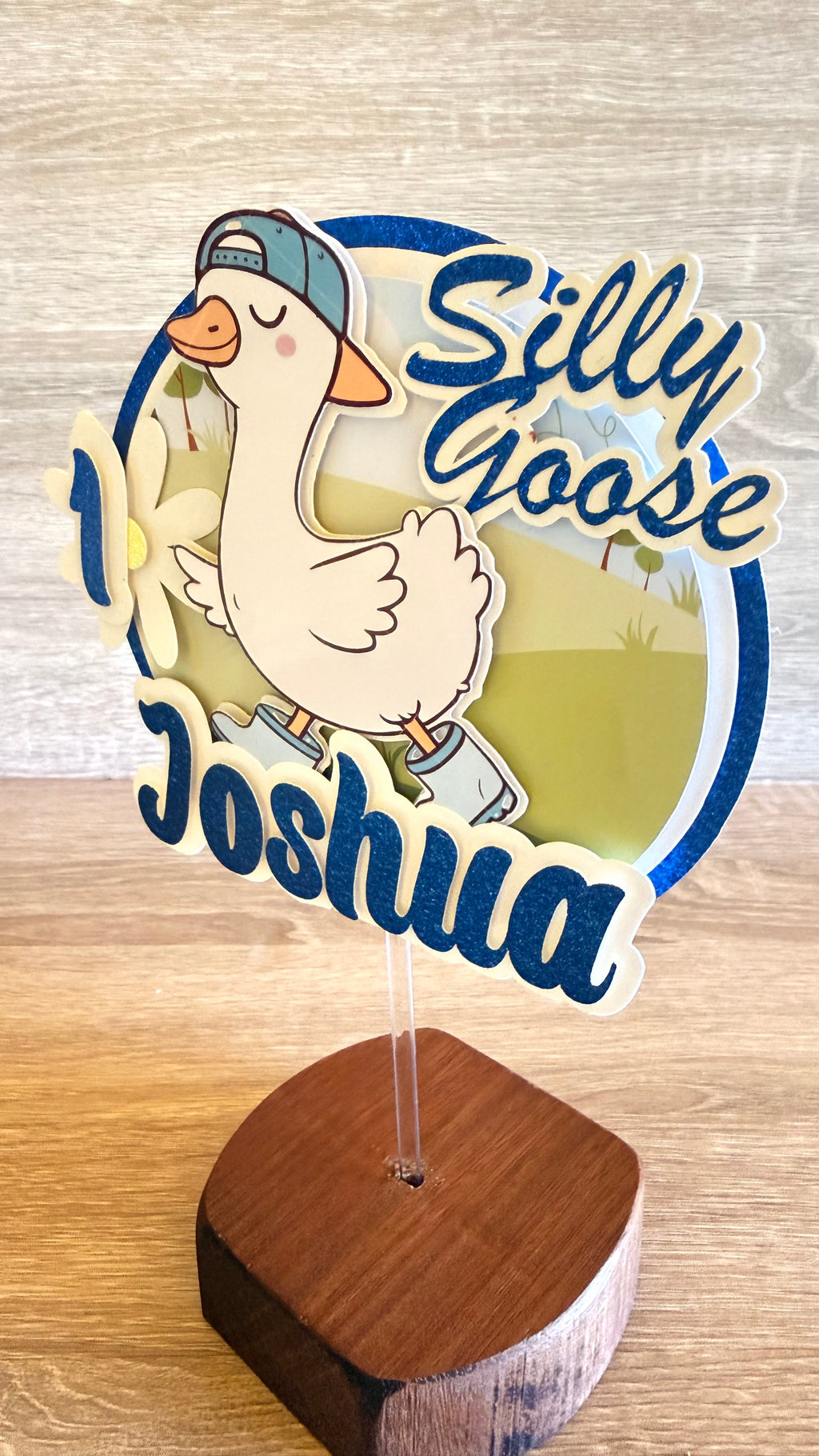 Silly Goose Cake Topper – Personalised Name & Age Birthday Decoration