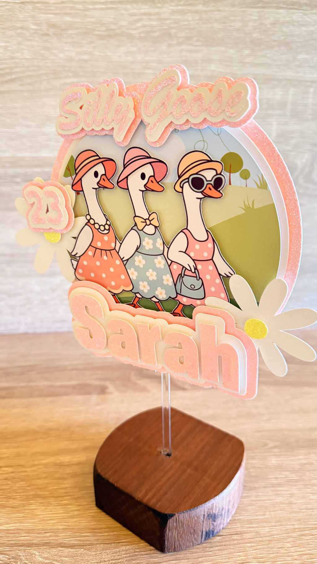Silly Goose Trio Cake Topper – Personalised Name & Age Birthday Decoration