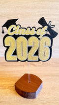 Class of 2026 Graduation Cake Topper | Gold & Silver Glitter