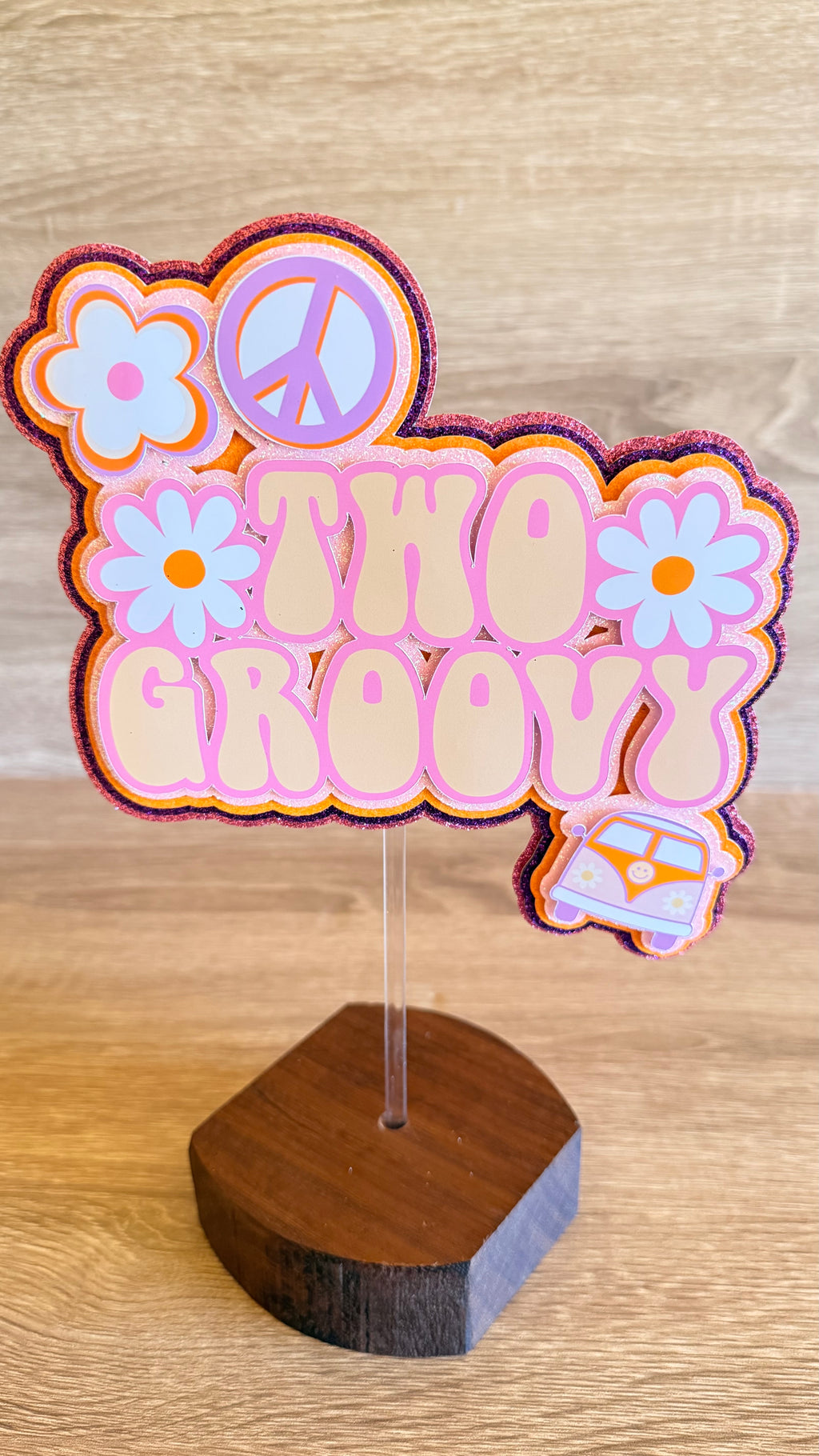 Two Groovy Cake Topper | 2nd Birthday Retro Daisy Party