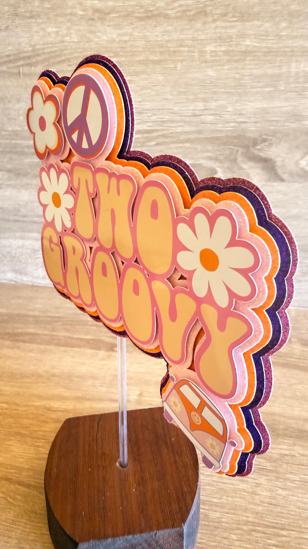 Two Groovy Cake Topper | 2nd Birthday Retro Daisy Party