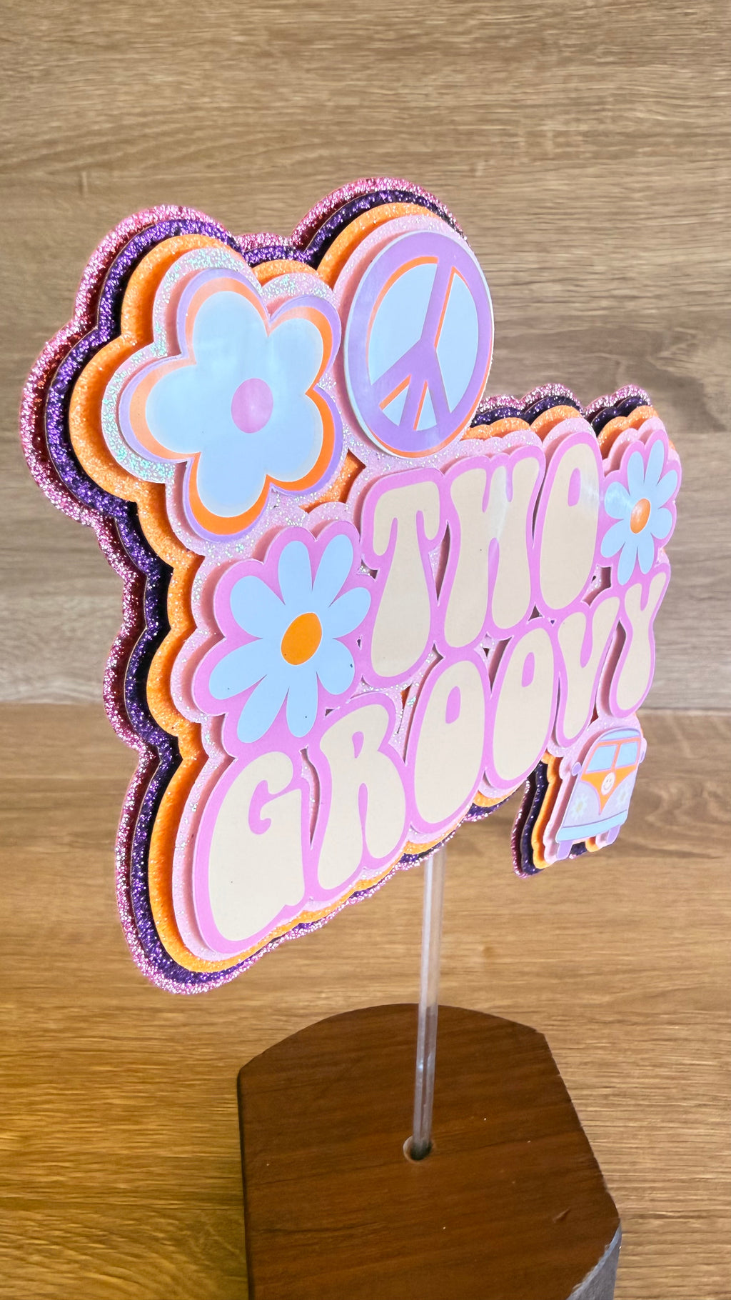 Two Groovy Cake Topper | 2nd Birthday Retro Daisy Party