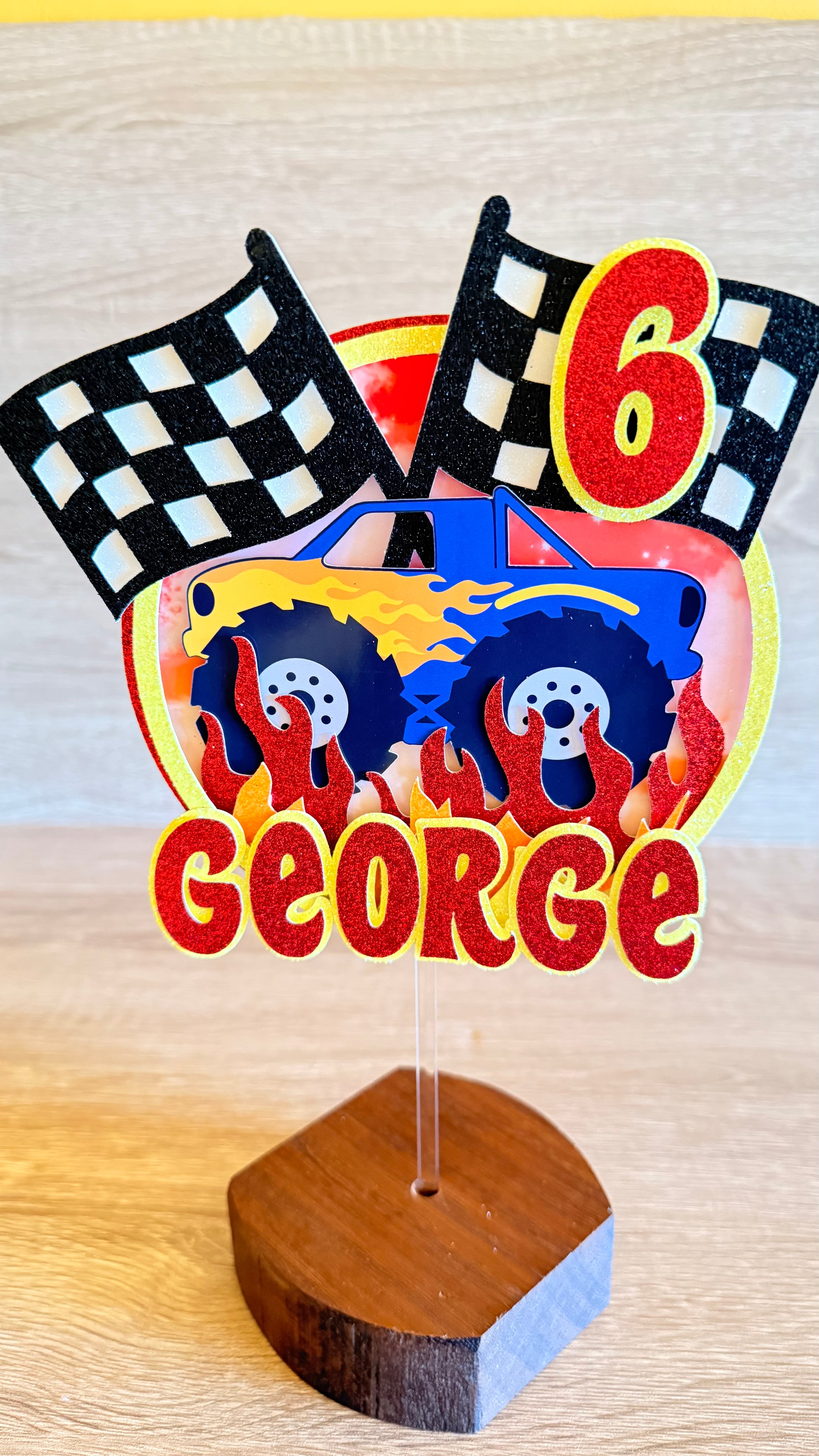 Monster Truck Cake Topper | Personalised Name & Age Birthday Decoration