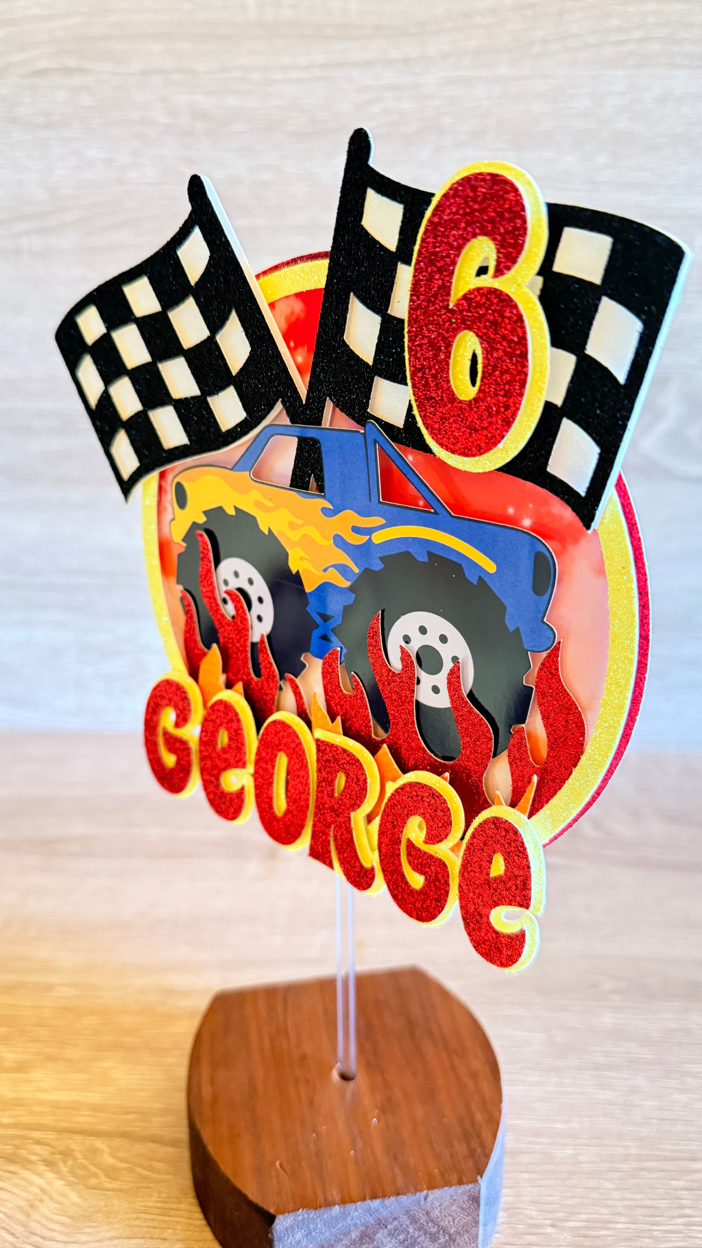 Monster Truck Cake Topper | Personalised Name & Age Birthday Decoration