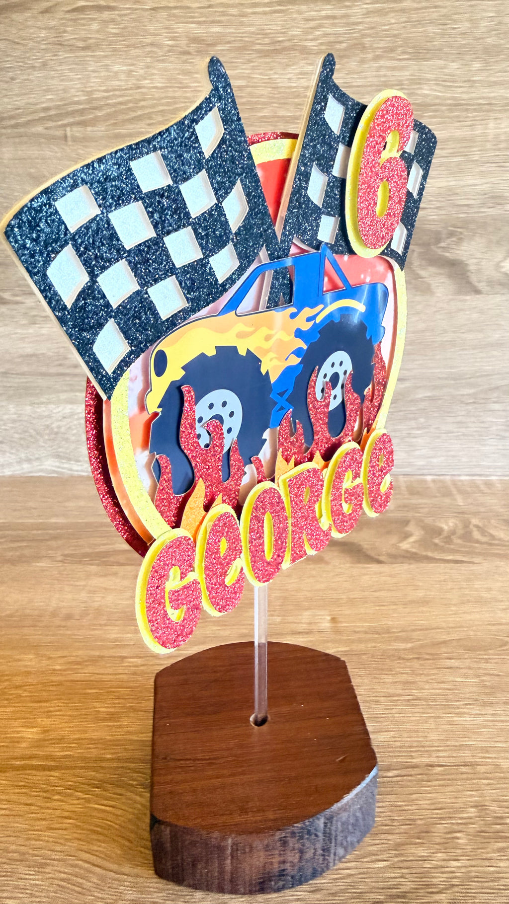 Monster Truck Cake Topper | Personalised Name & Age Birthday Decoration