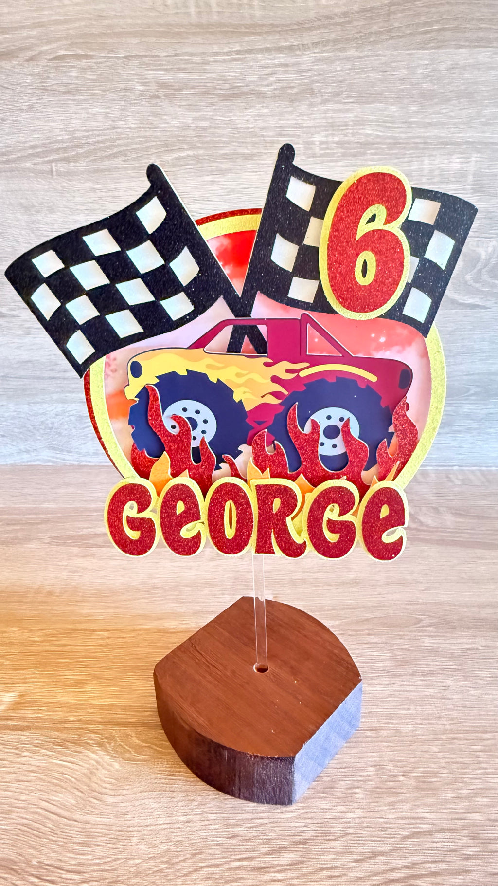 Monster Truck Cake Topper | Personalised Name & Age Birthday Decoration