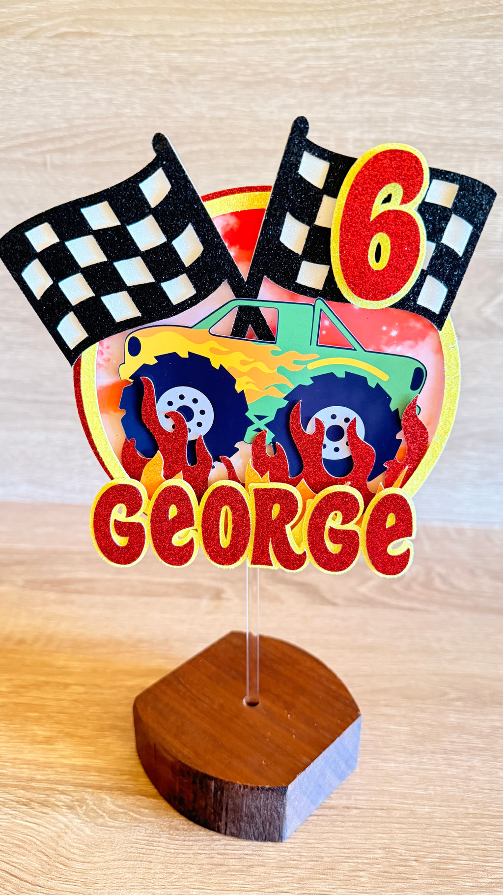 Monster Truck Cake Topper | Personalised Name & Age Birthday Decoration