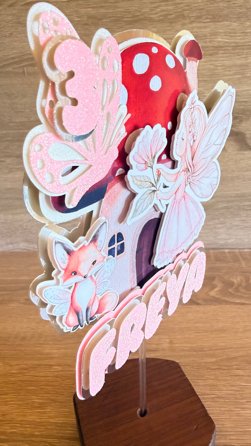 Fairy Garden Cake Topper | Personalised Name & Age Birthday Decoration