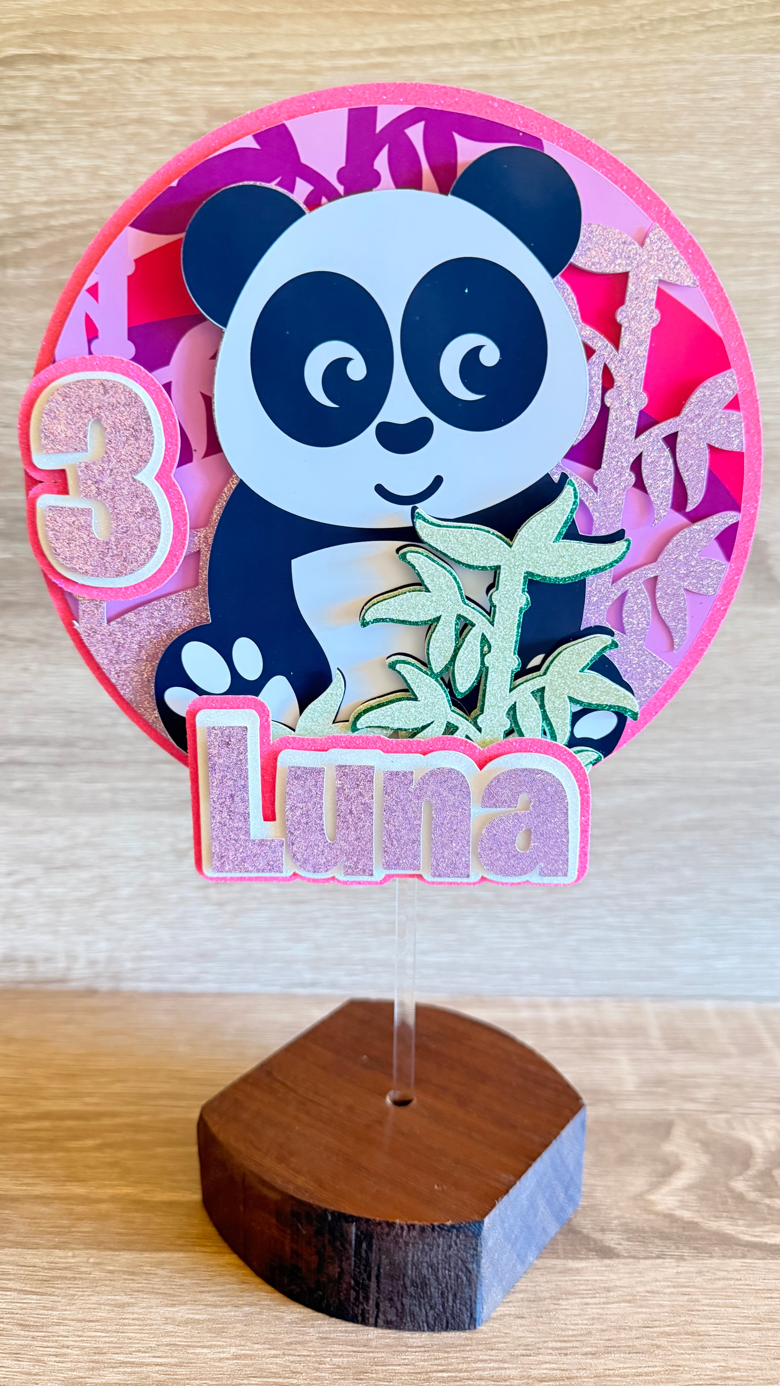 Panda Cake Topper – Personalised Custom Name & Age Birthday Decoration