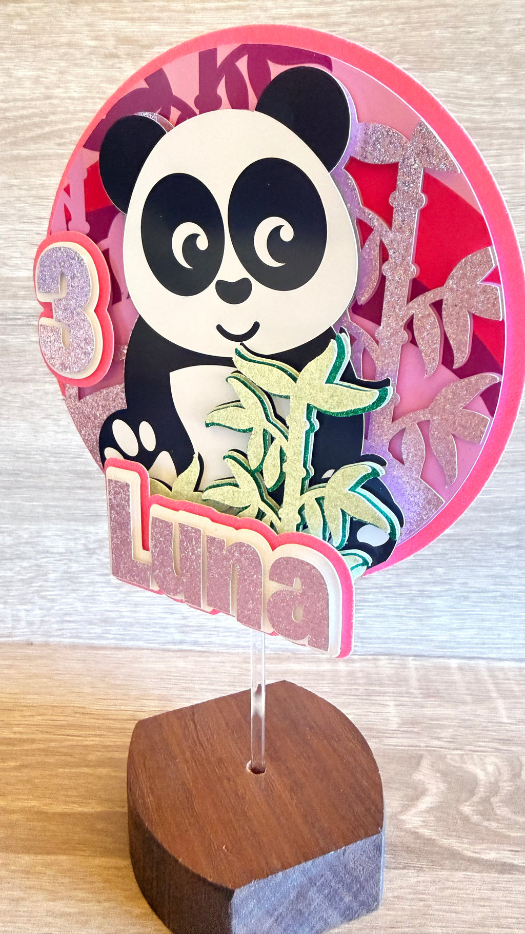 Panda Cake Topper – Personalised Custom Name & Age Birthday Decoration
