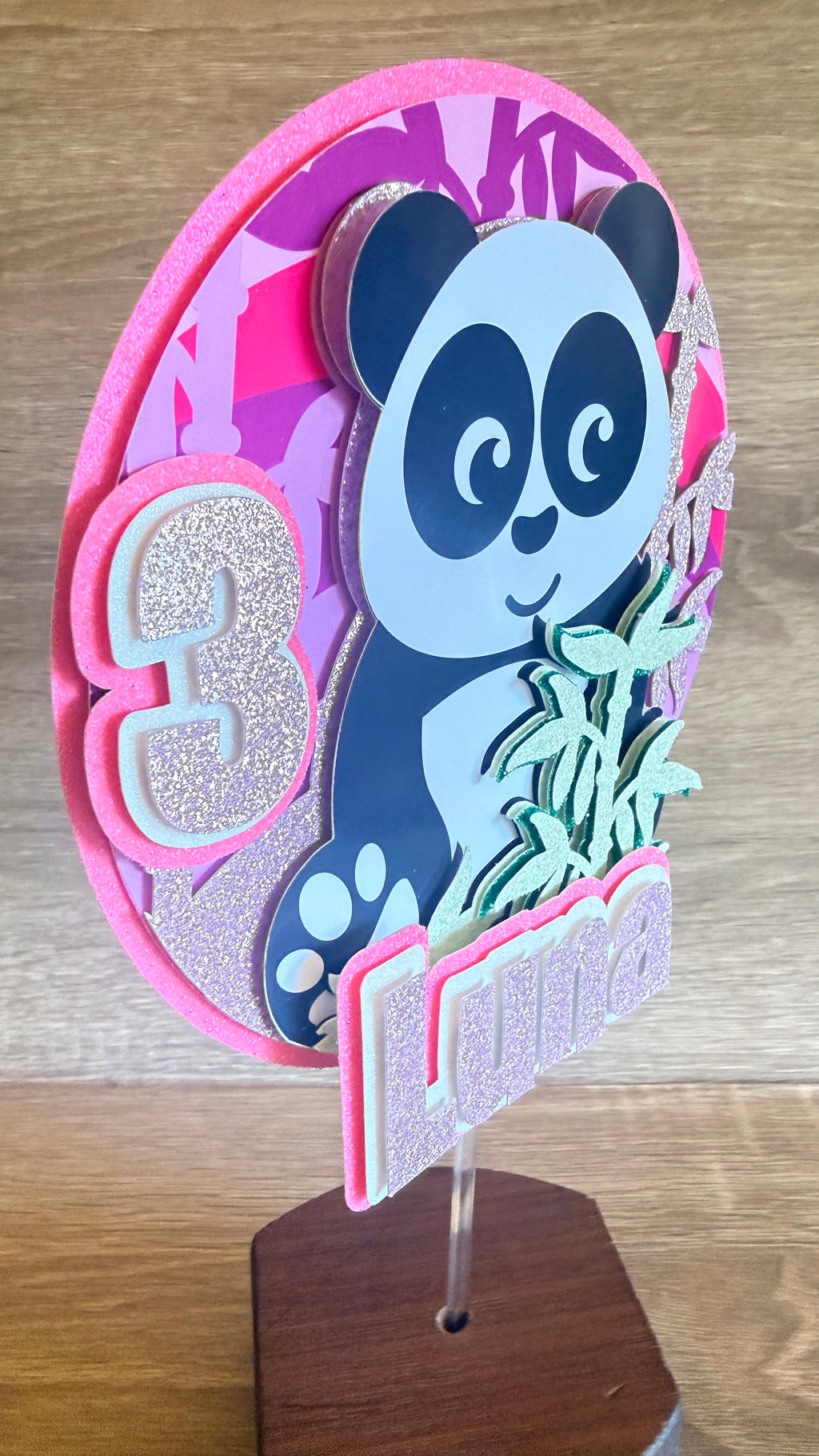 Panda Cake Topper – Personalised Custom Name & Age Birthday Decoration