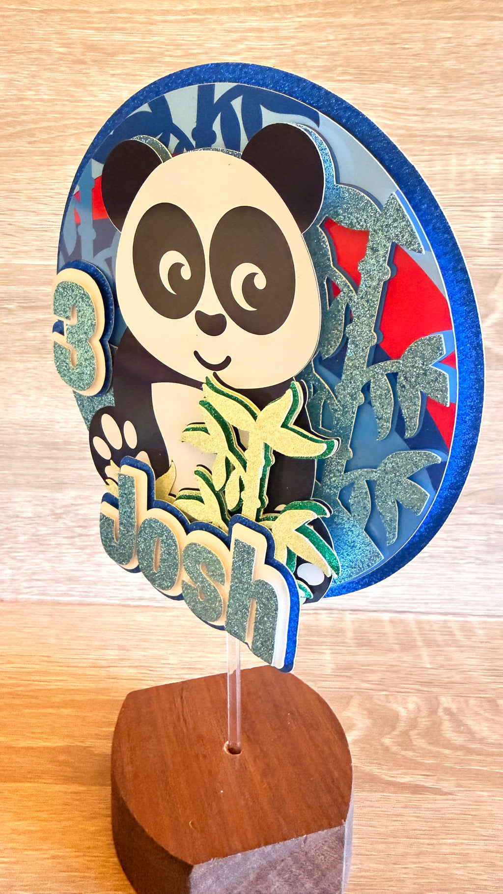 Panda Cake Topper – Personalised Custom Name & Age Birthday Decoration