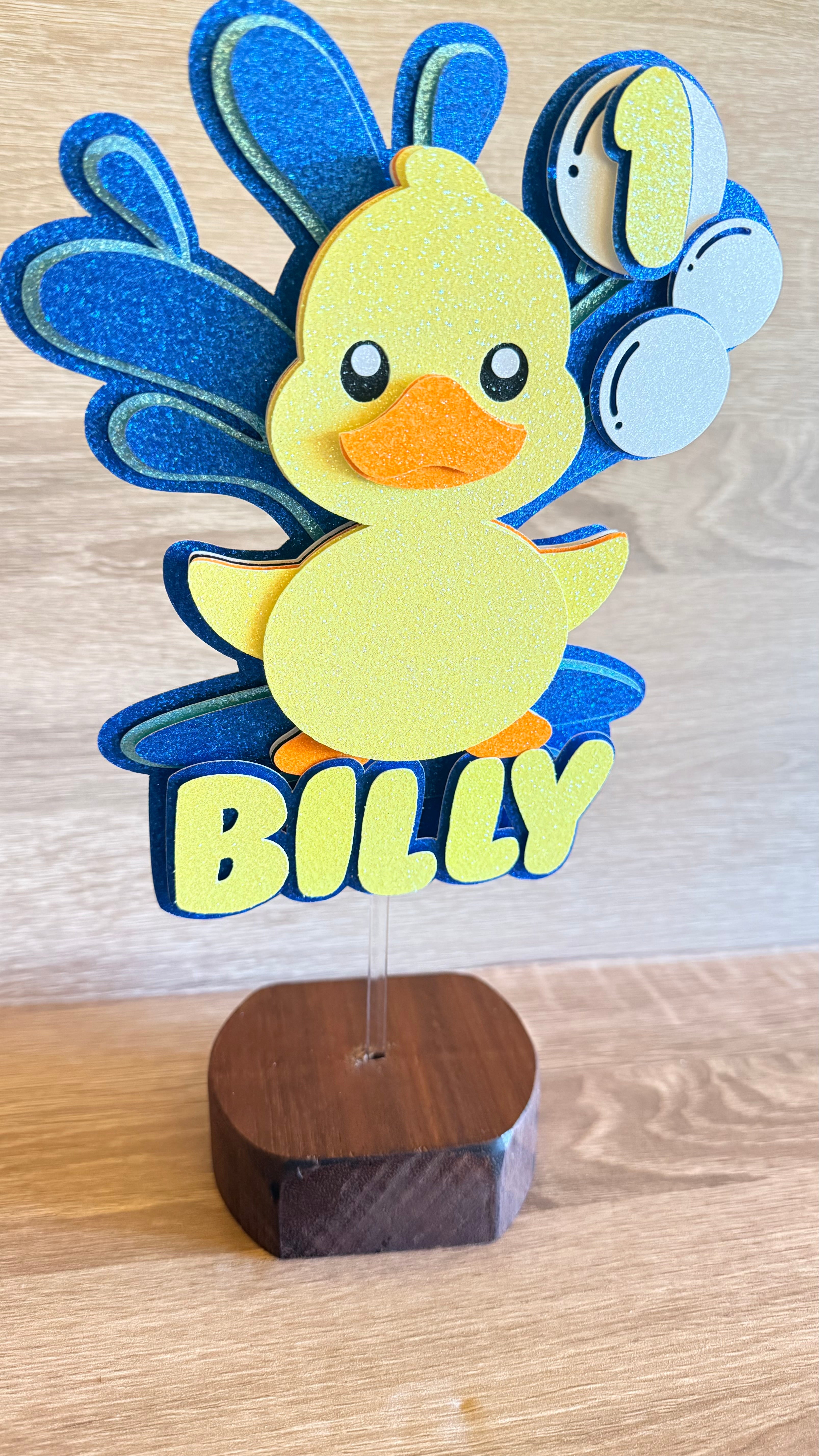 Duck Birthday Cake Topper – Personalised Name Decoration
