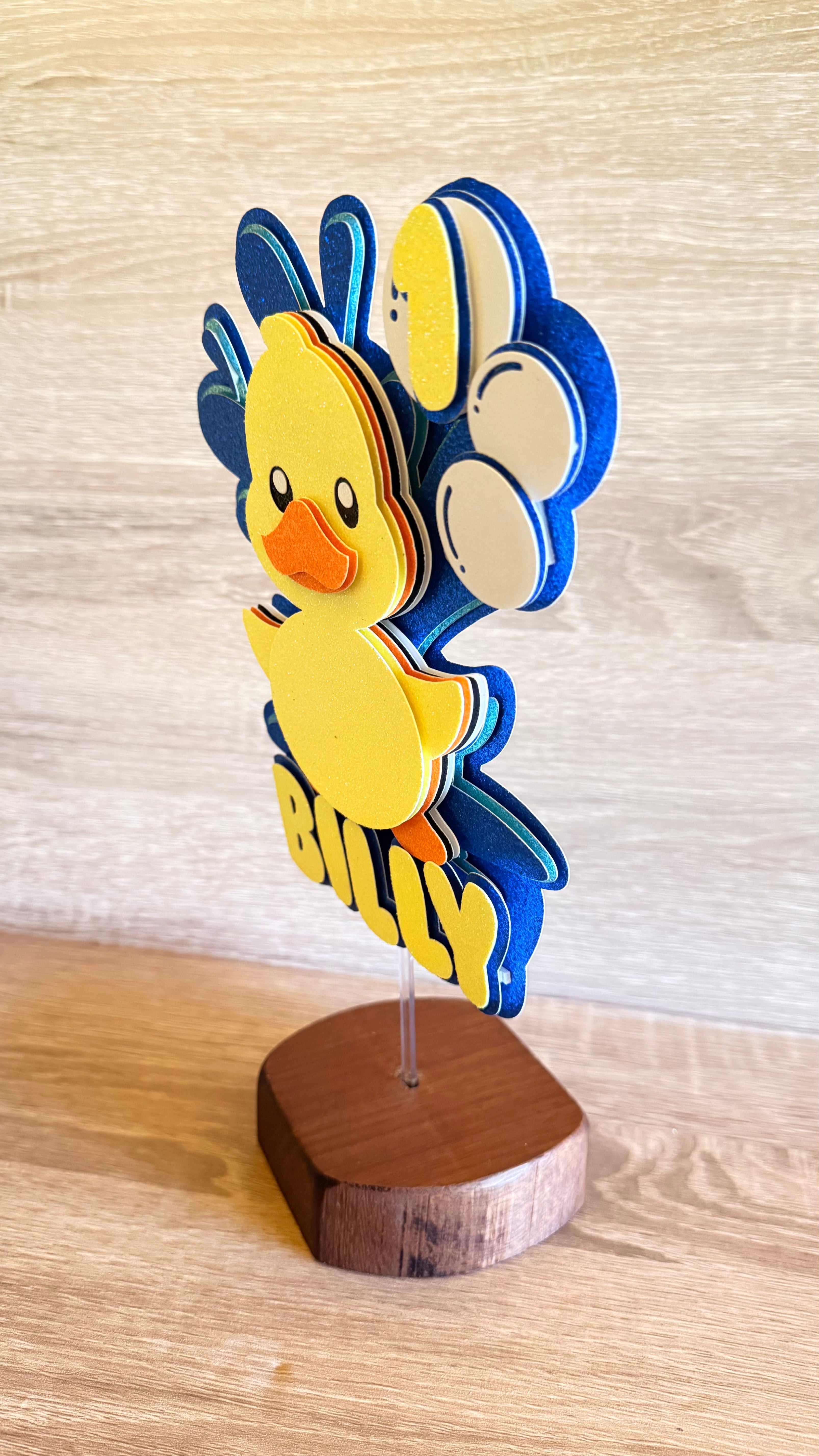 Duck Birthday Cake Topper – Personalised Name Decoration