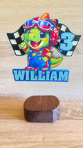 Racing Dinosaur Cake Topper | Personalised Name & Age