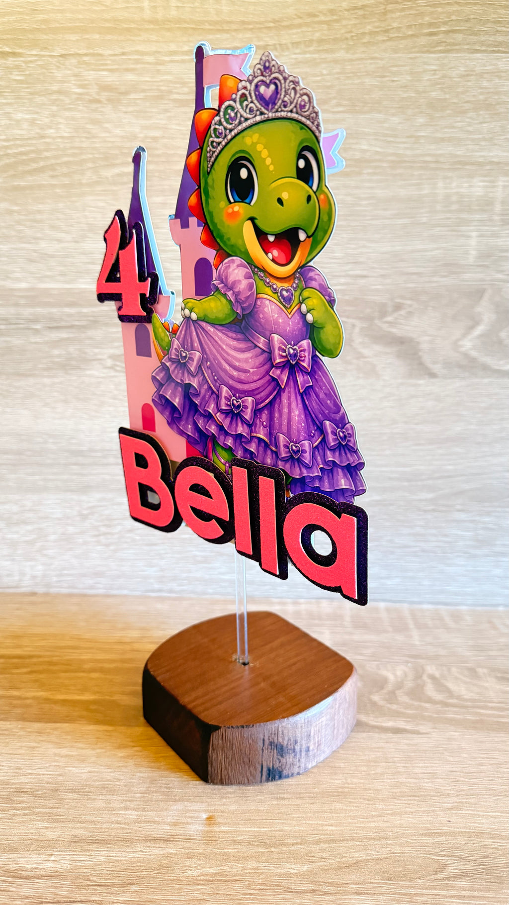 Princess Dinosaur Cake Topper | Personalised Name & Age