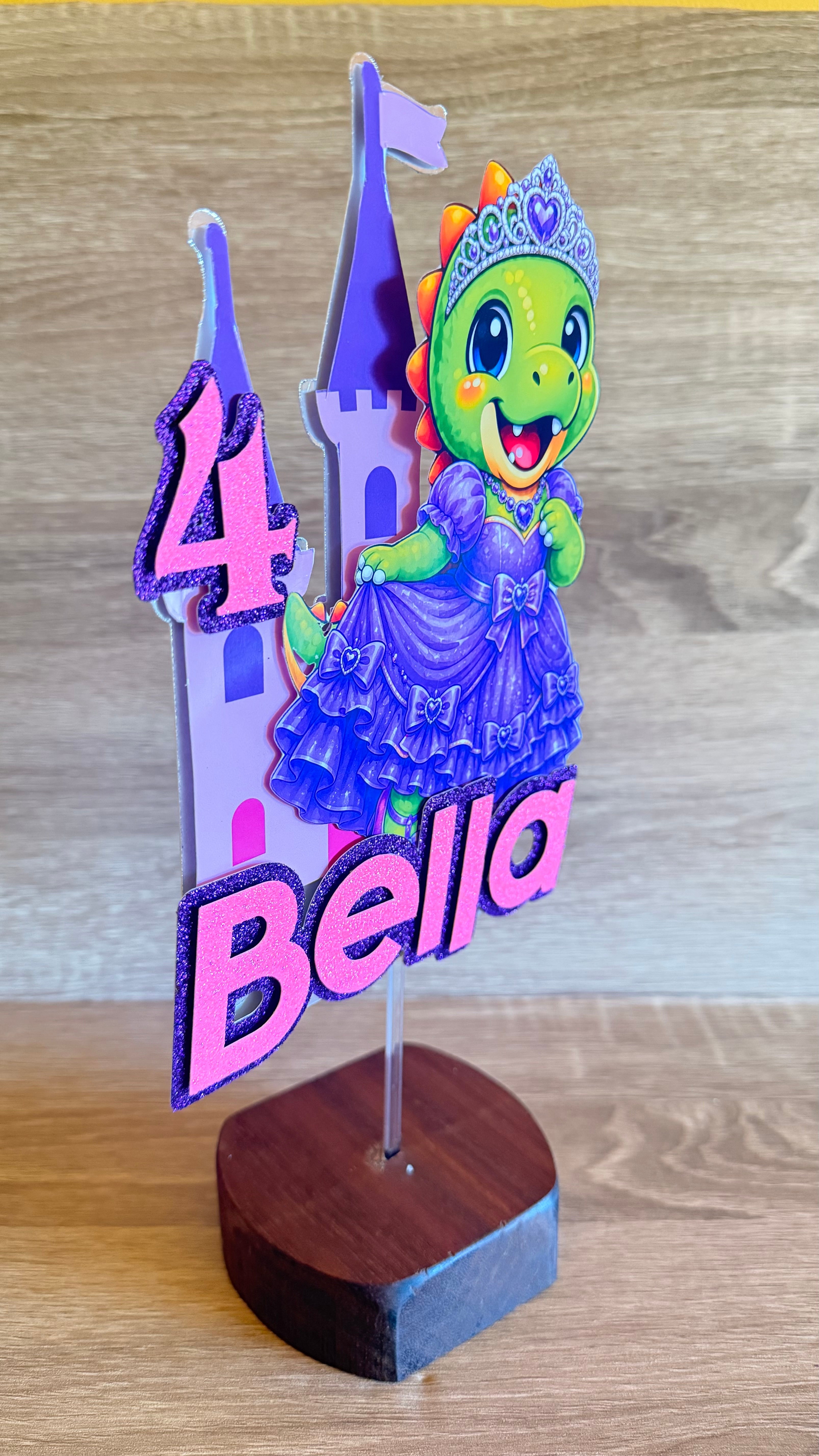 Princess Dinosaur Cake Topper | Personalised Name & Age