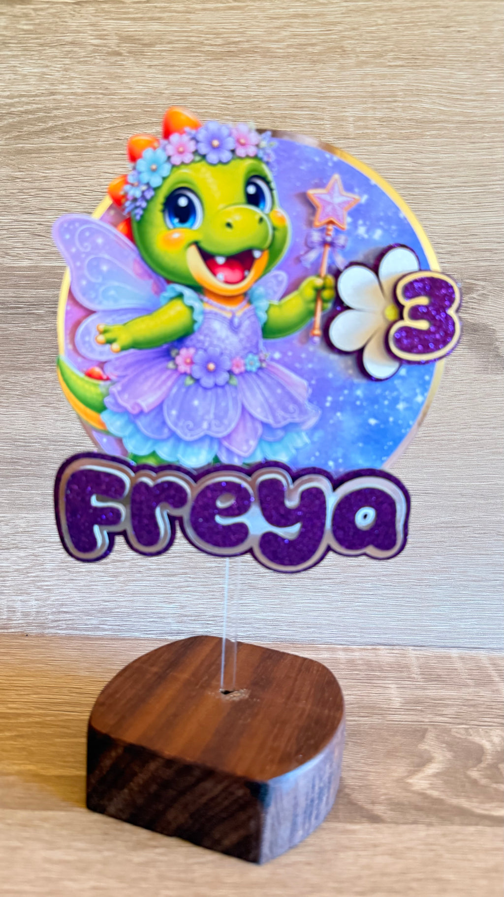 Fairy Dinosaur Cake Topper | Personalised Name & Age