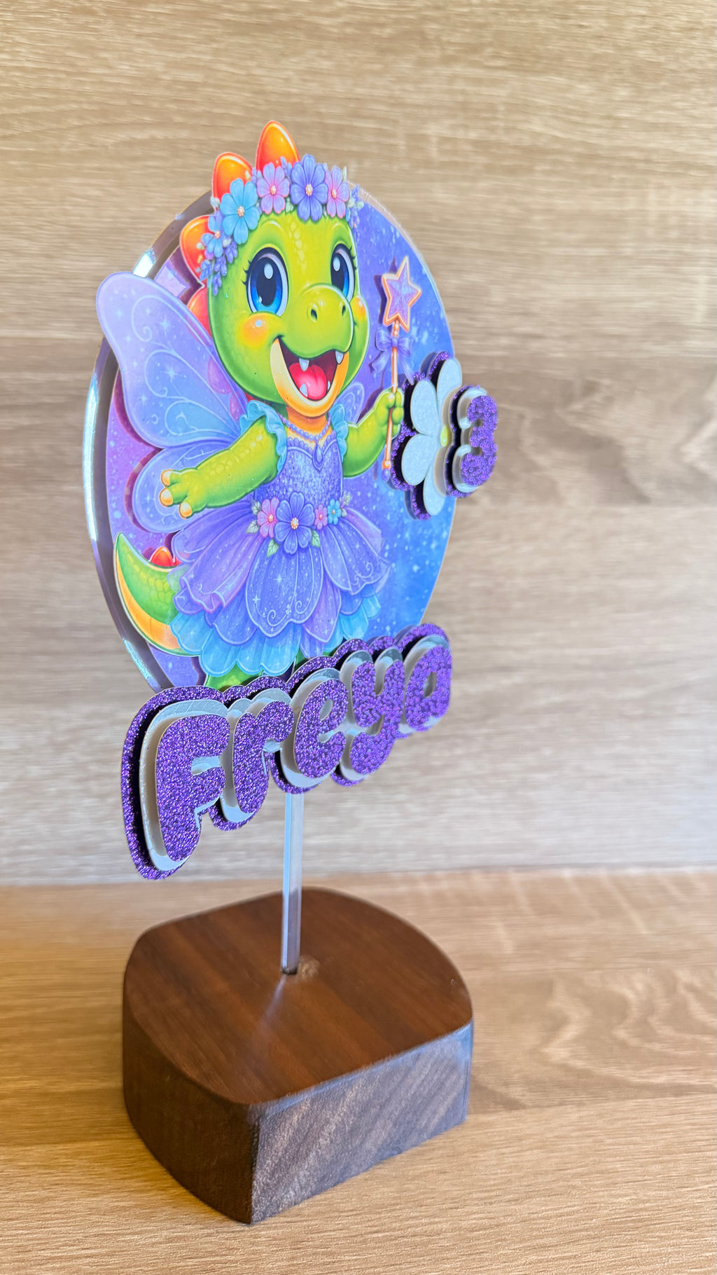 Fairy Dinosaur Cake Topper | Personalised Name & Age