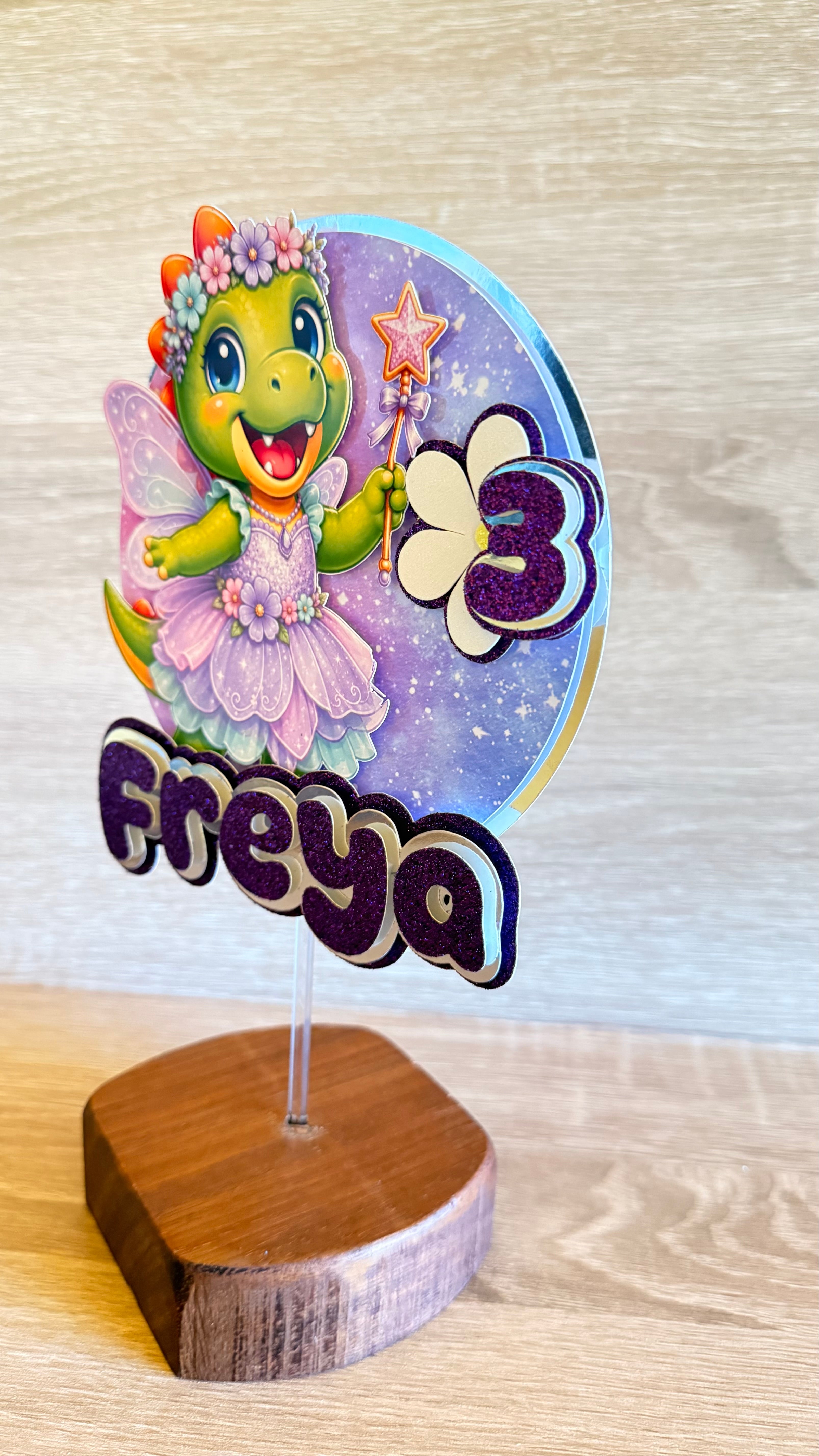 Fairy Dinosaur Cake Topper | Personalised Name & Age
