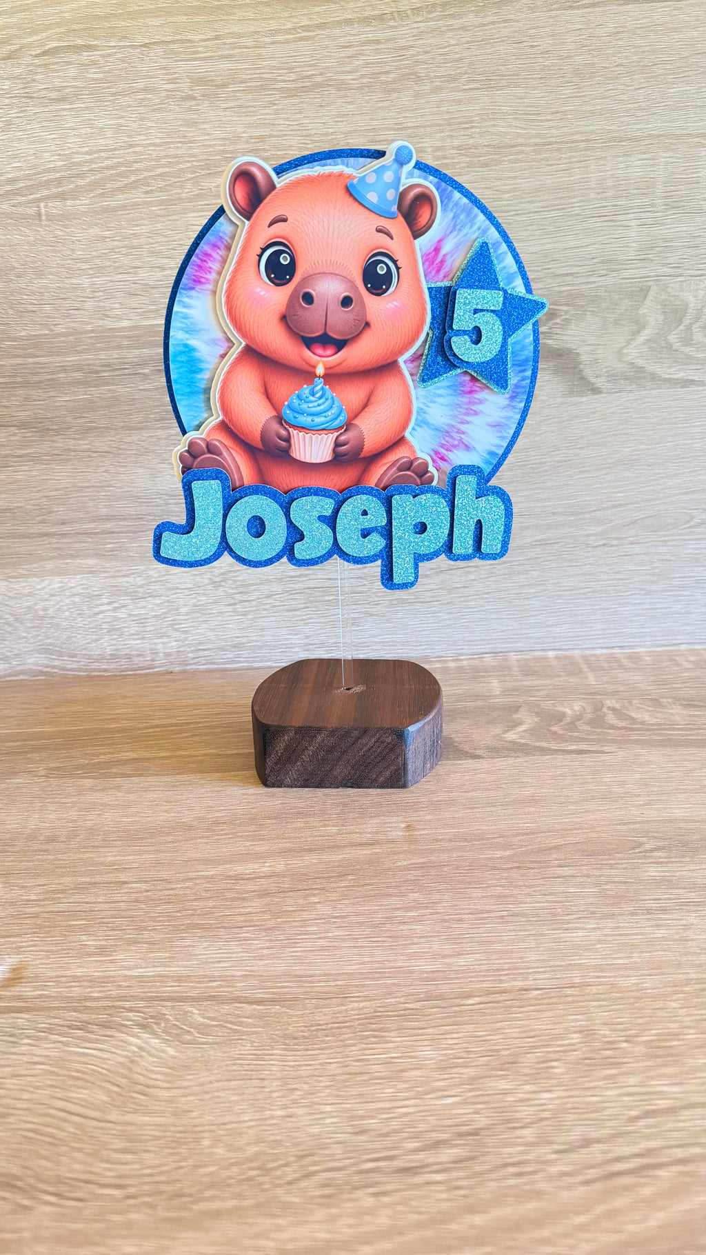 Capybara Birthday Cake Topper | Personalised Name & Age Birthday Decoration