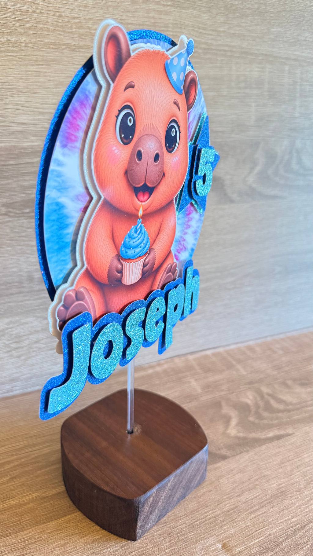 Capybara Birthday Cake Topper | Personalised Name & Age Birthday Decoration