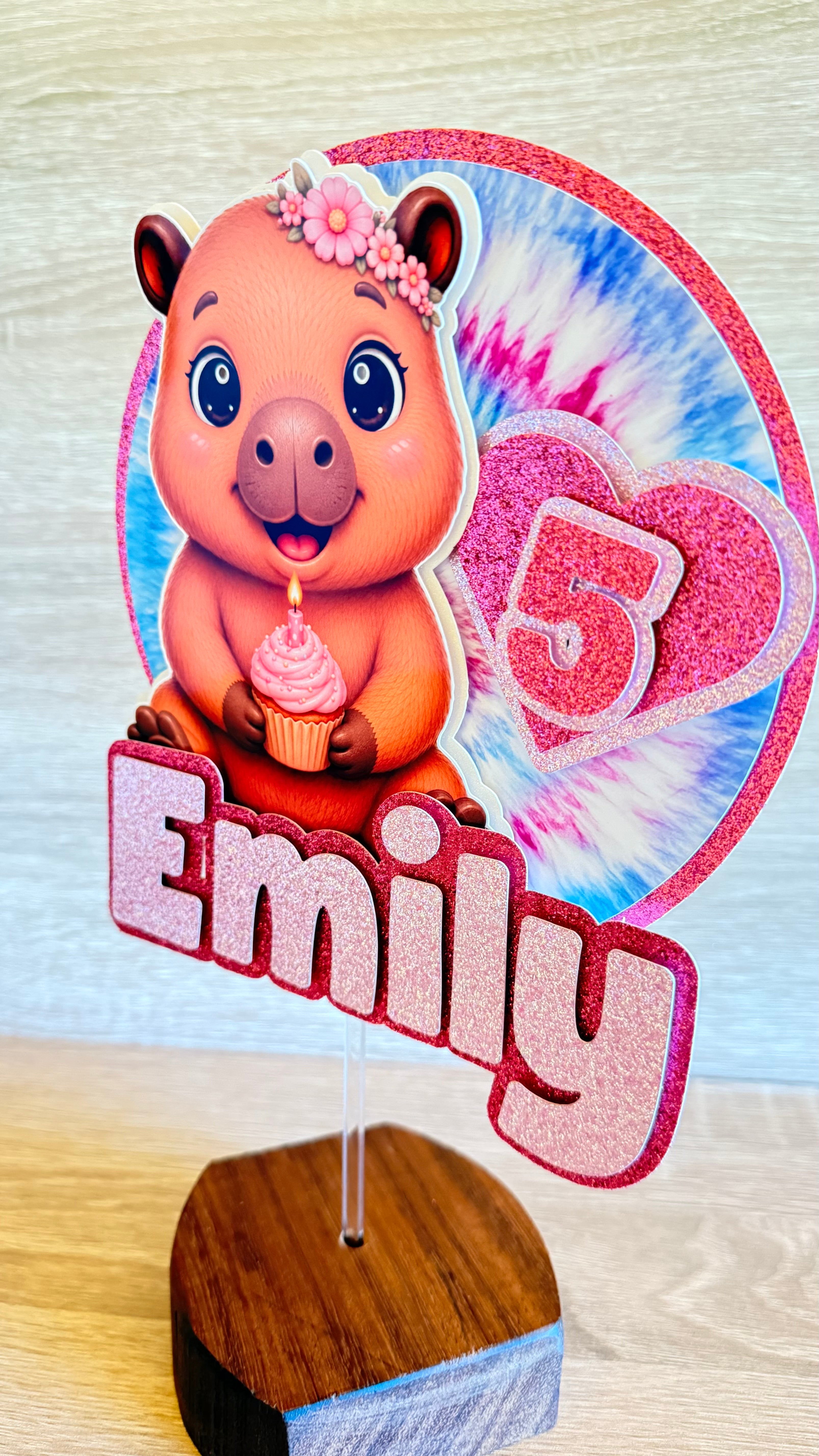 Capybara Birthday Cake Topper | Personalised Name & Age Birthday Decoration