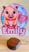 Capybara Birthday Cake Topper | Personalised Name & Age Birthday Decoration