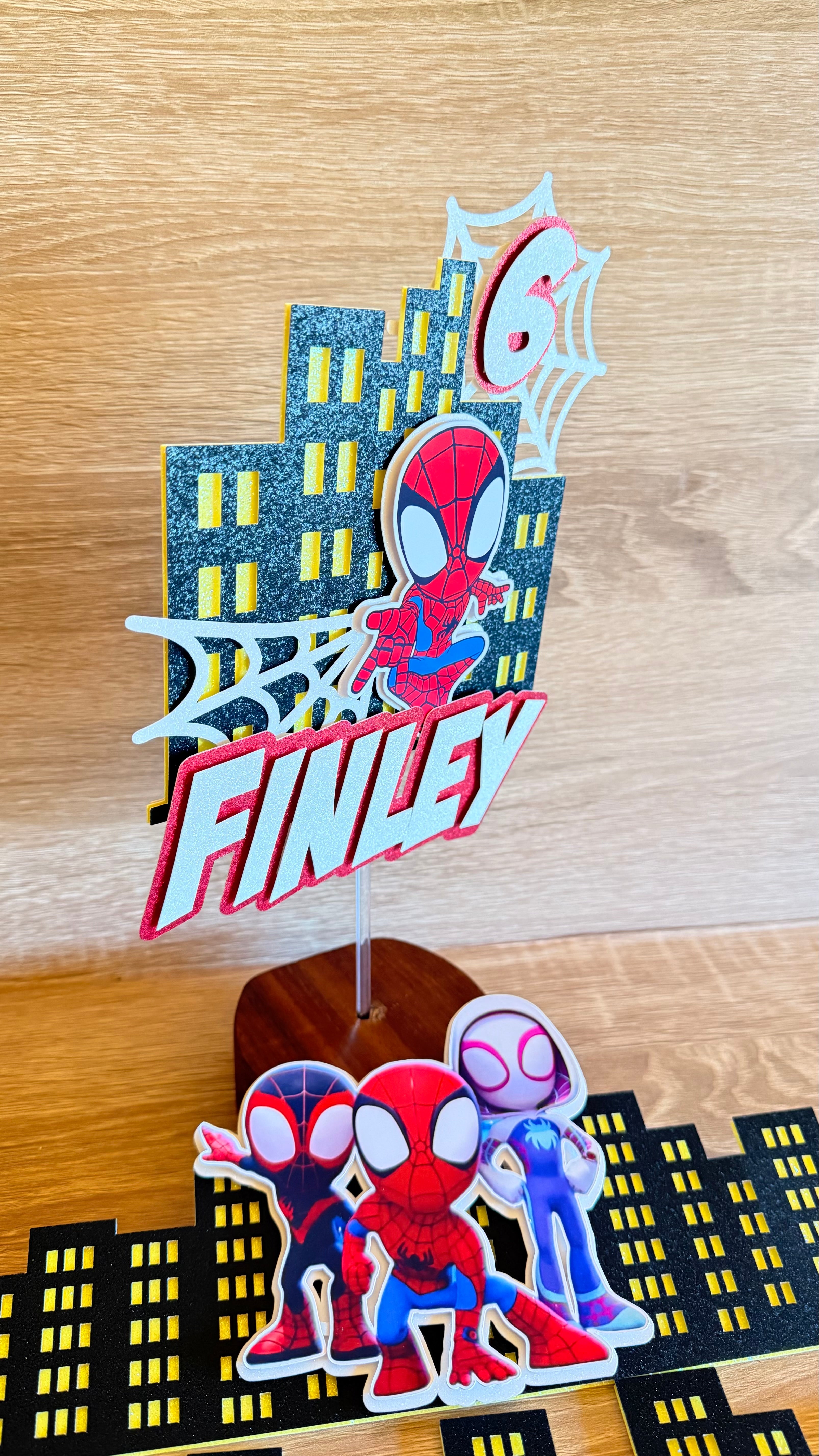 Amazing Spidey and Friends Personalised Cake Topper | Complete Party Set