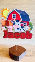 Farm Animal Cake Topper | Personalised Name & Age Birthday Decoration
