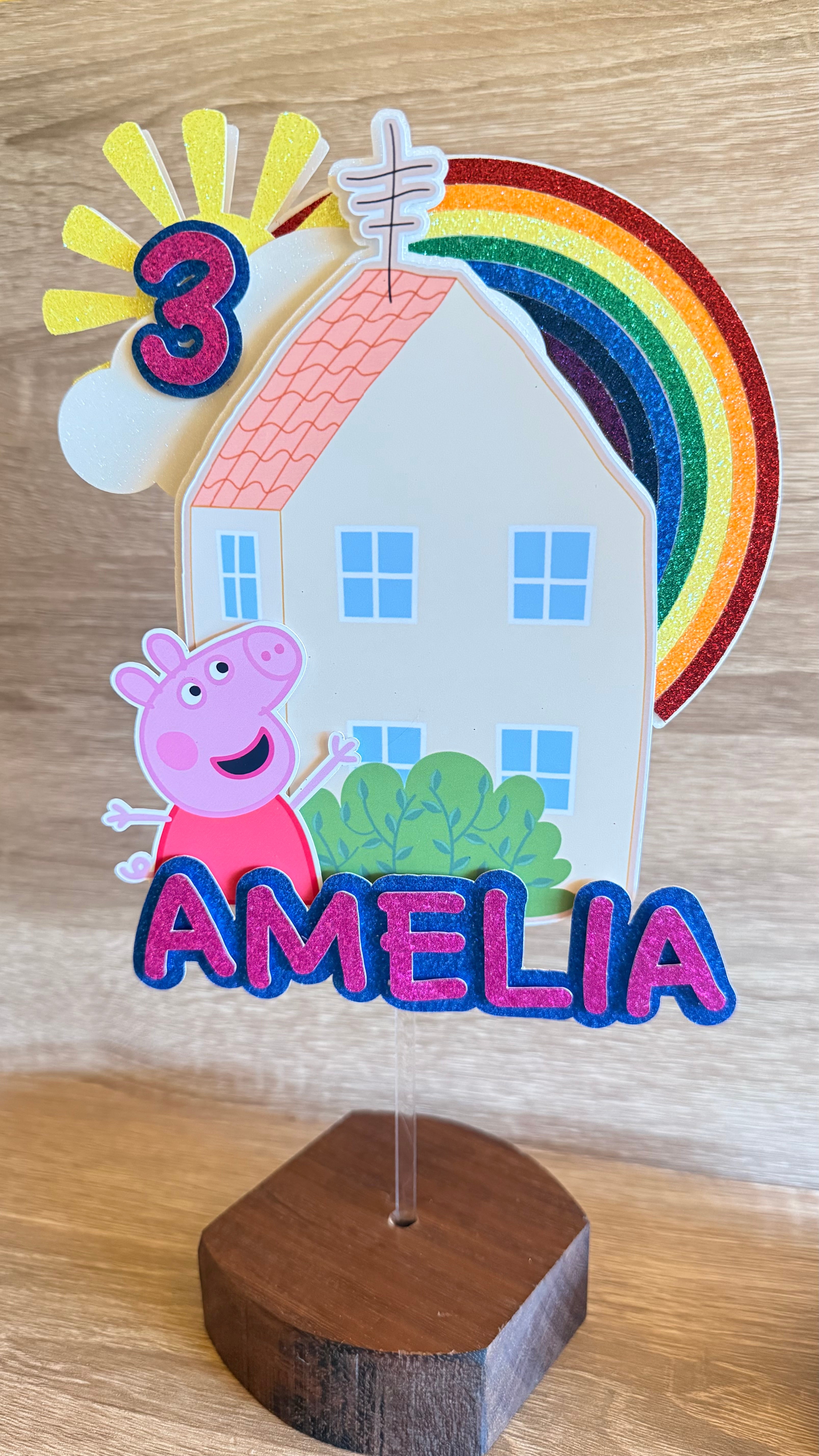 Peppa Pig House Cake Topper Set | Personalised Name & Age Birthday Decoration