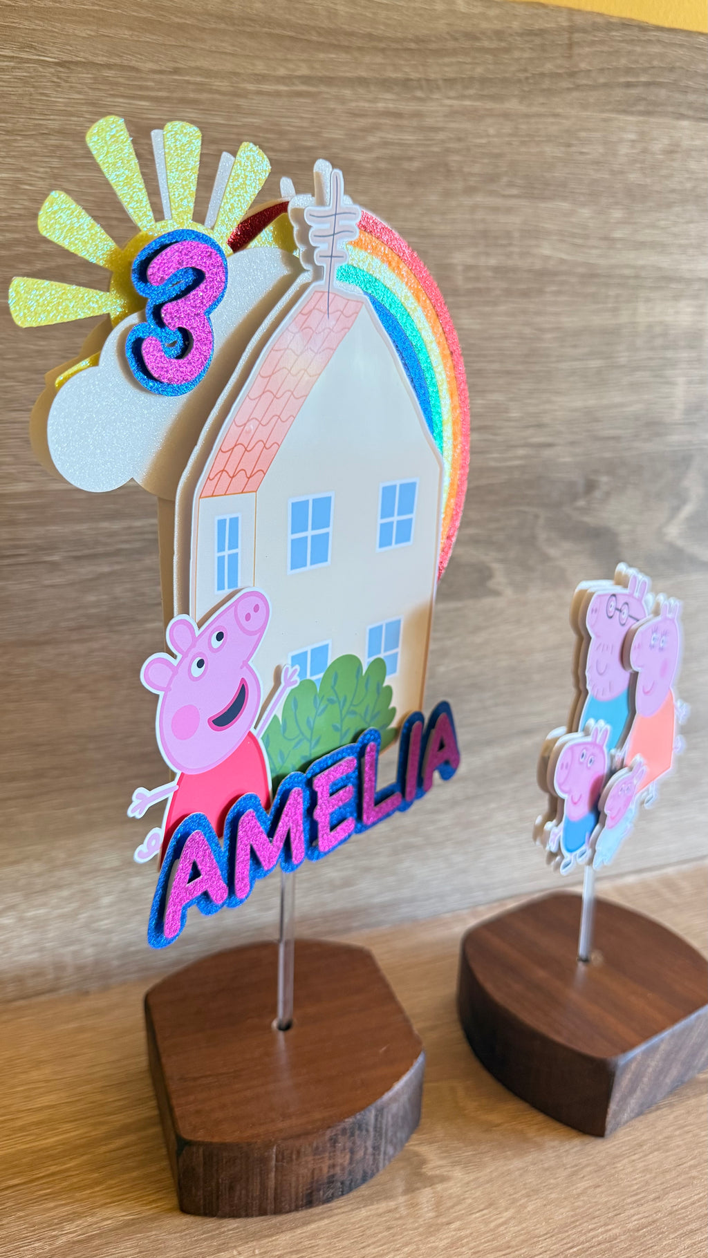 Peppa Pig House Cake Topper Set | Personalised Name & Age Birthday Decoration