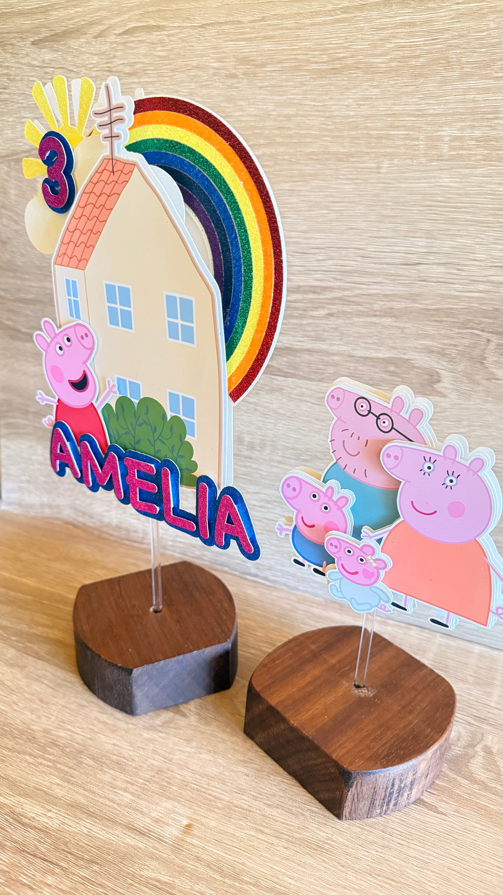 Peppa Pig House Cake Topper Set | Personalised Name & Age Birthday Decoration