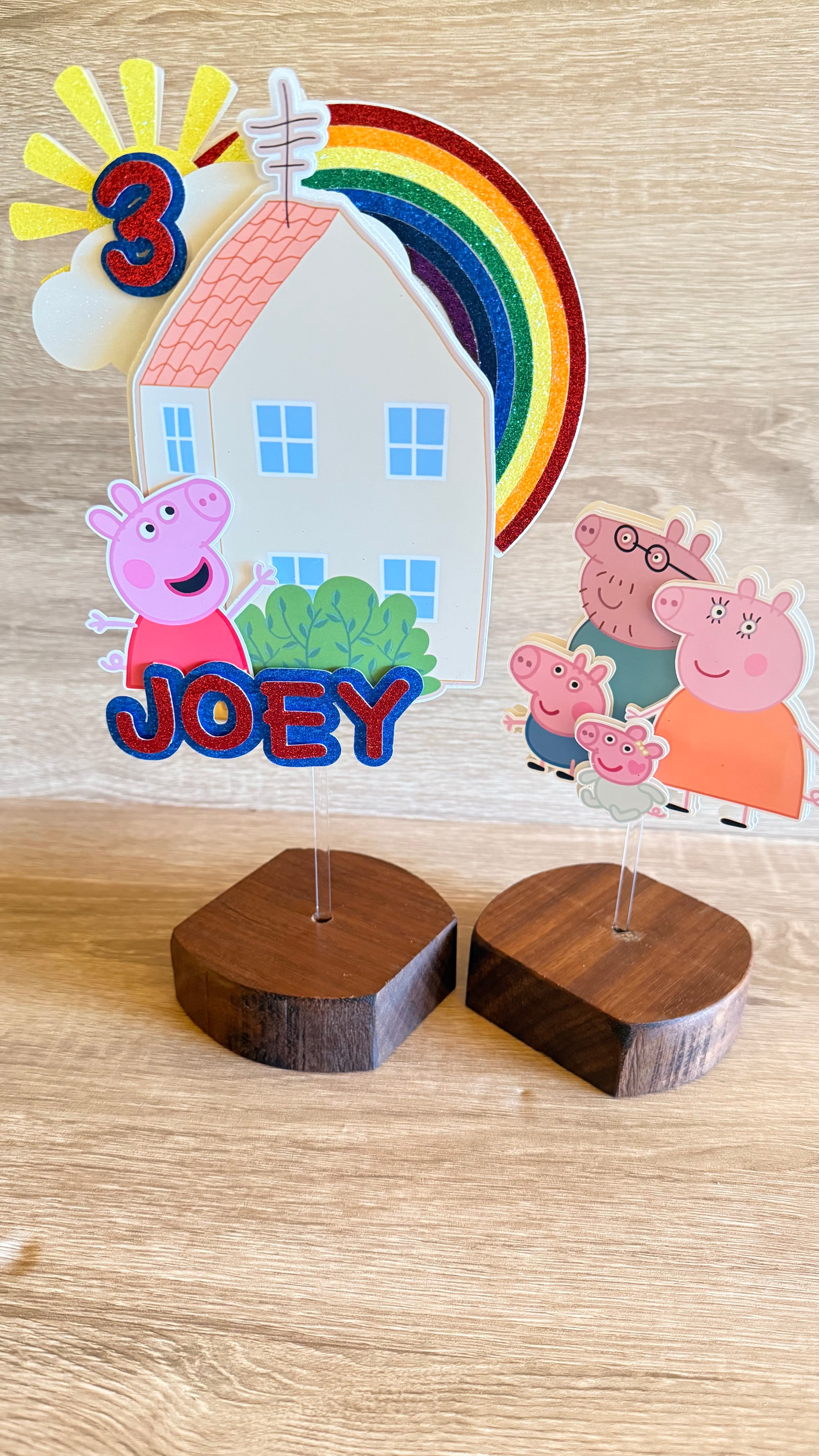 Peppa Pig House Cake Topper Set | Personalised Name & Age Birthday Decoration