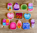 Set of 12 NeeDoh inspired cupcake toppers with colourful squishy toy designs