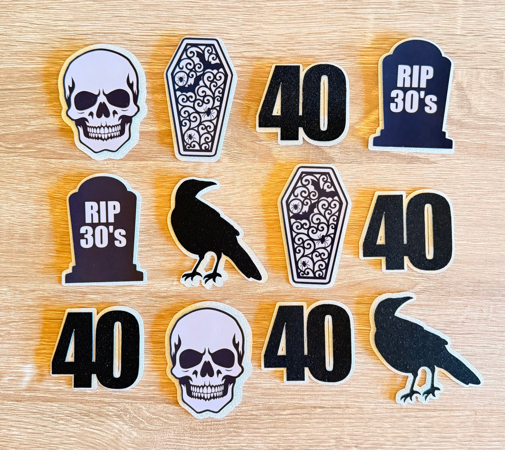 RIP Birthday Cake Topper | Personalised 30th, 40th & 50th Birthday | Complete Party Set