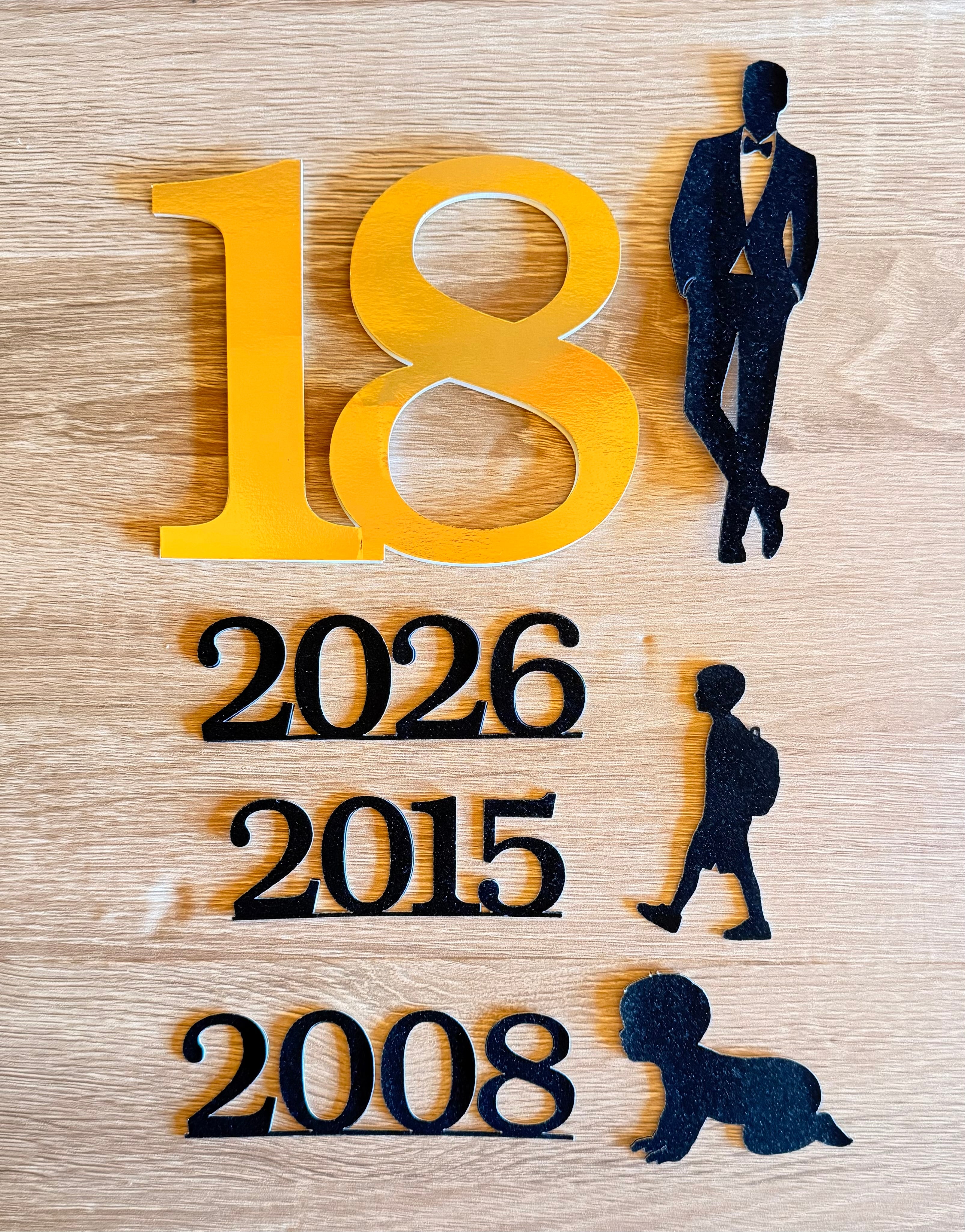 18th Birthday Timeline Cake Topper Set | Personalised 7 Piece Set